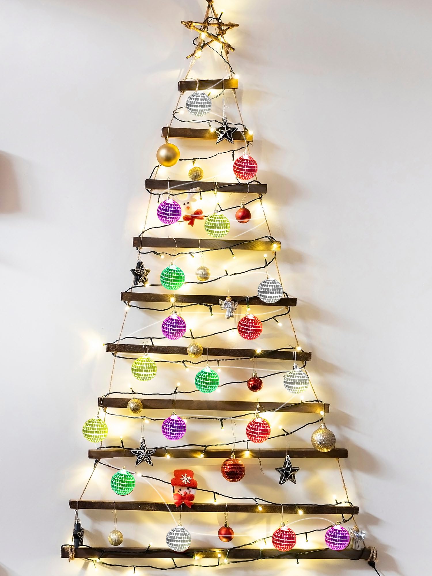 Bbto Led Disco Ball String Light Battery Powered Mirror Balls Ornaments For Outside Backyard Porch 70S 80S Disco Party Supplies(1.57 Inch Mixed Colors)