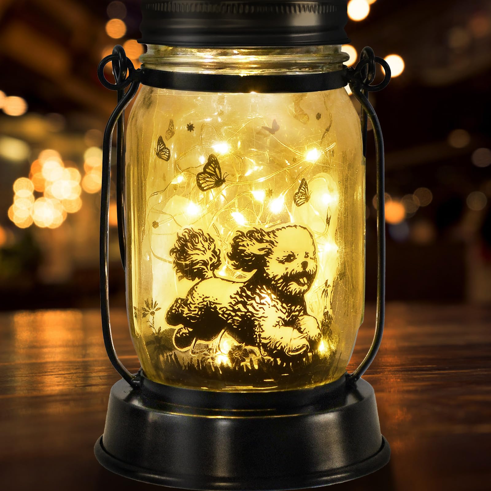 Kyoryuger Bichon Dog Gifts For Women/Men Bichon Frise Solar Lanterns Birthday Dog Lovers Lantern Pet Loss Dog Memorial Lights So