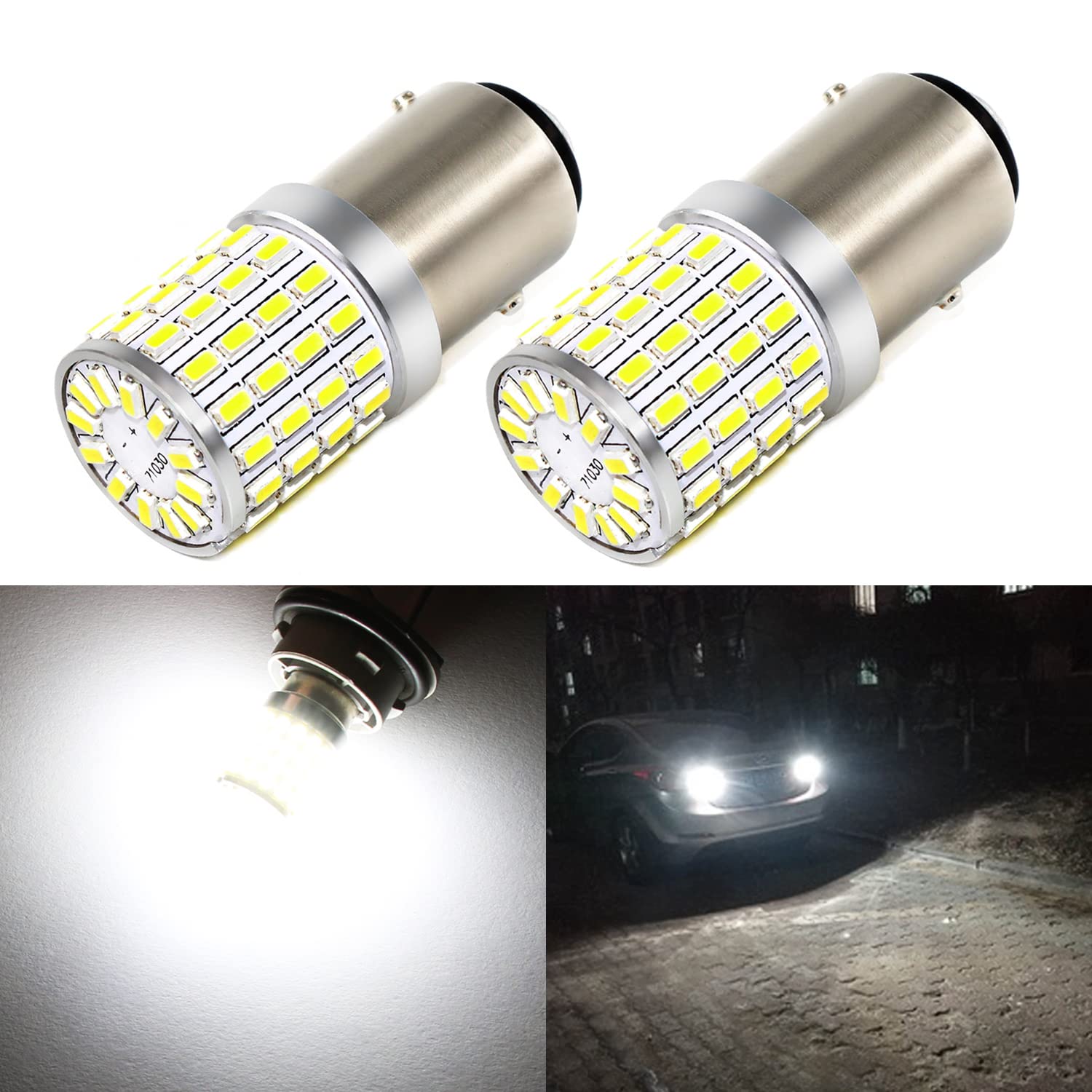 Phinlion 1157 Led Reverse Bulbs Super Bright 3014 72-Smd 2357 7528 Bay15D 2057 Led Bulb For Backup/Drl/Turn Signal/Brake Stop Ta