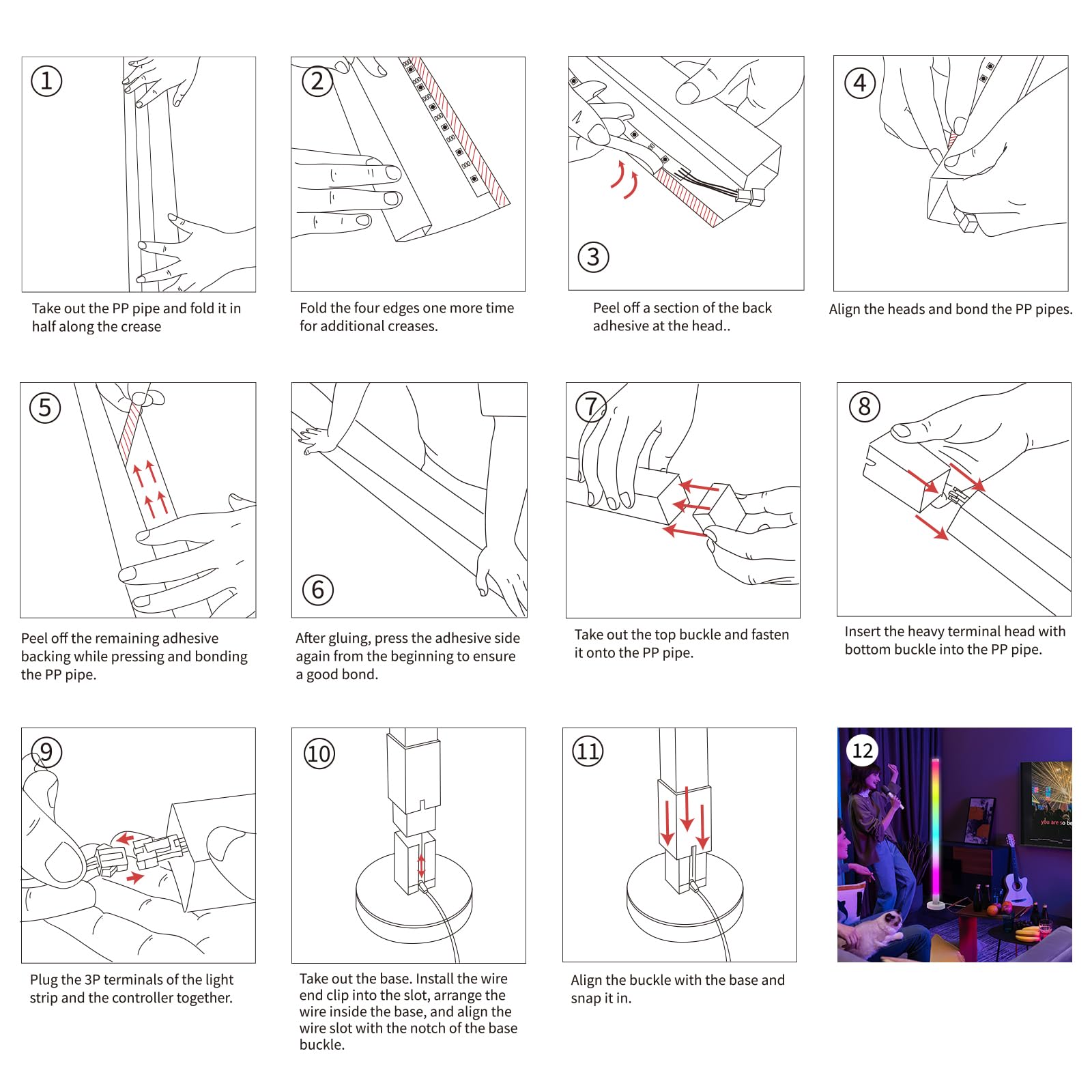 KOBAIBAN DIY Corner Floor Lamp with Remote Control, RGB Corner Lamp 59 IN (150 CM), LED Smart Standing lamp Light with Music Syn