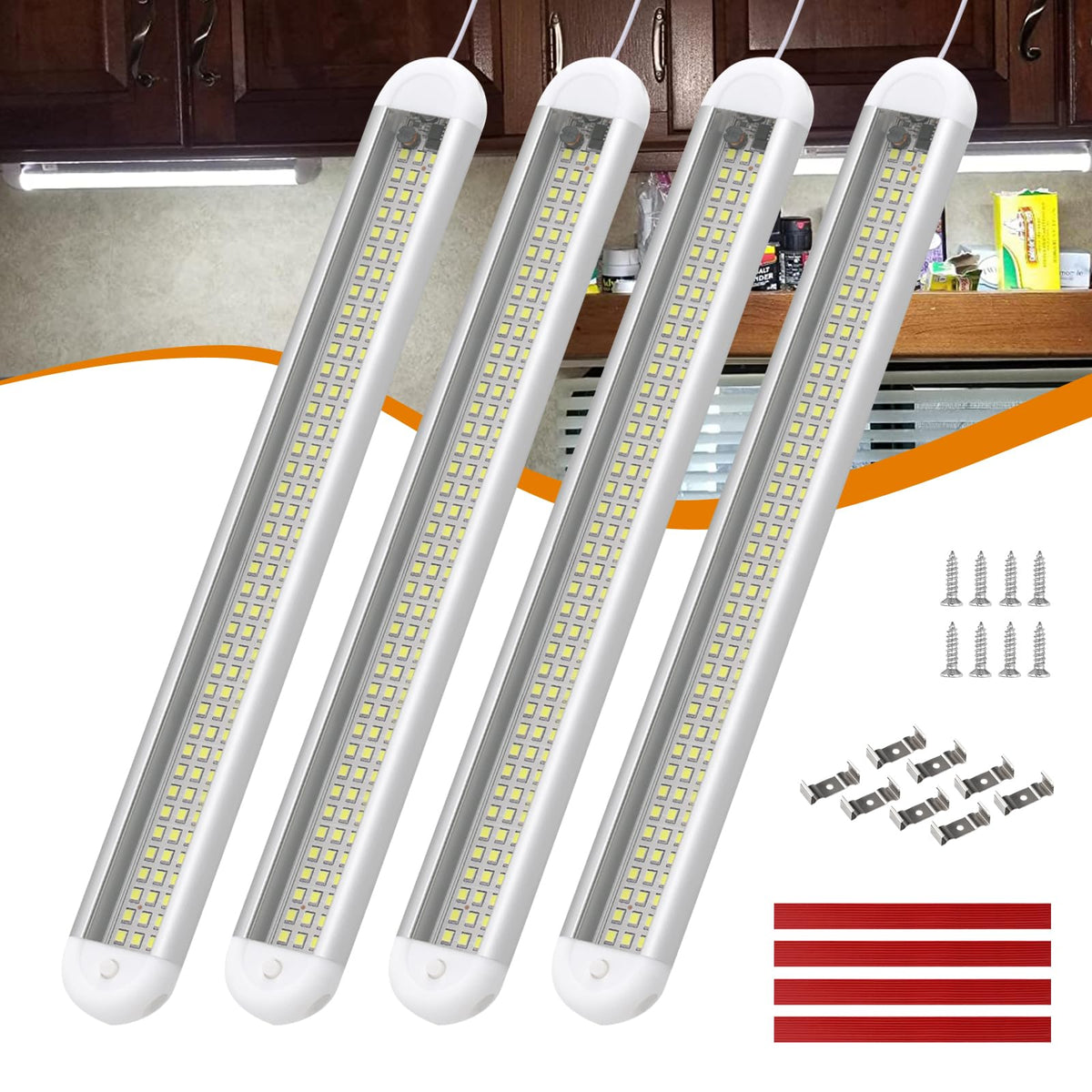 Rvzone 12V Led Interior Light Bar | 120Leds 1800Lm 8W Dc 12 Volt Led Strip Lights With On/Off Switch Rv Led Lights Interior For 
