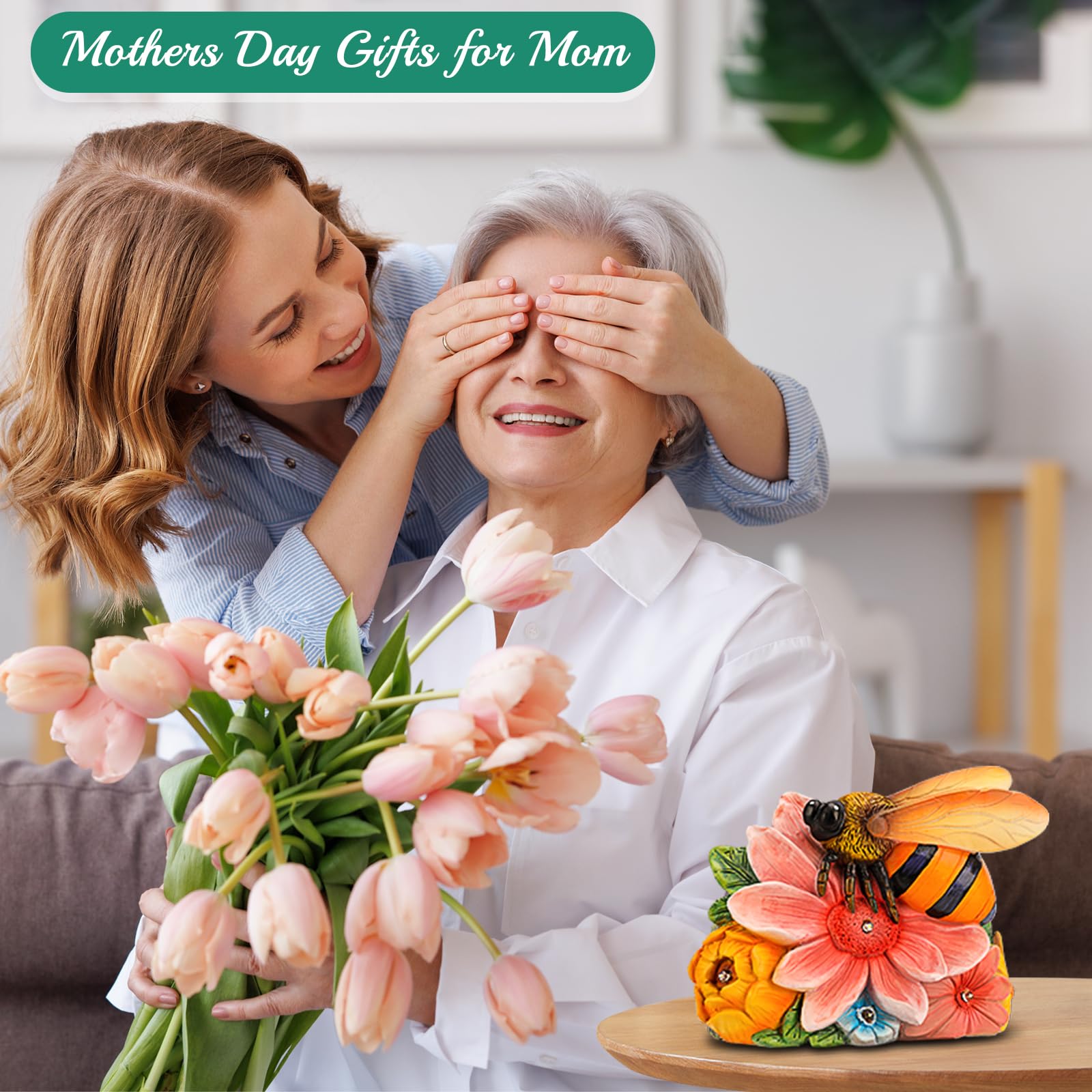 Linkax Mothers Day Mom Gifts For Mother Wife Daughter, Solar Bee Lights Garden Decor, Outdoor Solar Honey Figurine For Outside P