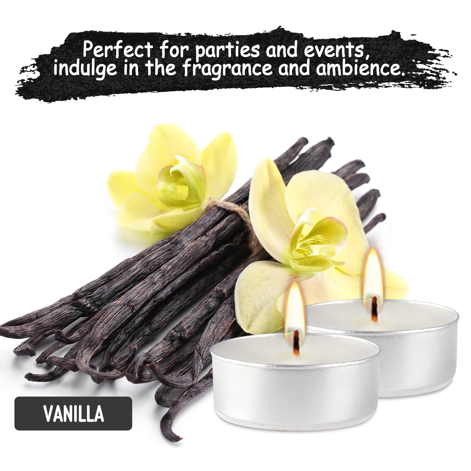 White Scented Tealight Candles - 100 Pack Votive Candles Bulk - Vanilla Fragrance Tea Light Candle Gift Set for Holiday, Wedding