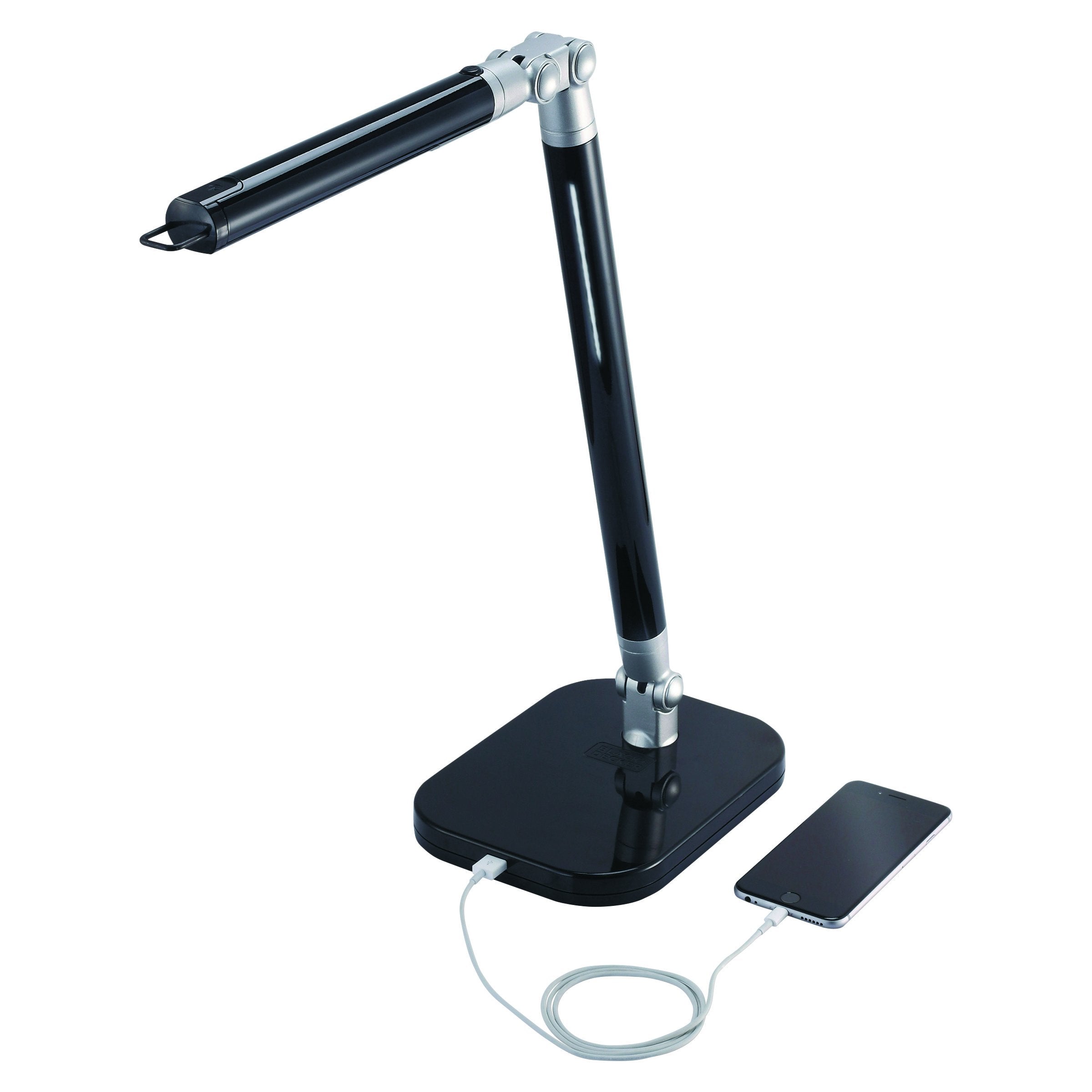 Black+Decker PureOptics Exalt Flash 5W Flicker-Free Natural Daylight LED Desk Lamp, USB Port, Detachable & Rechargeable Lamp Hea