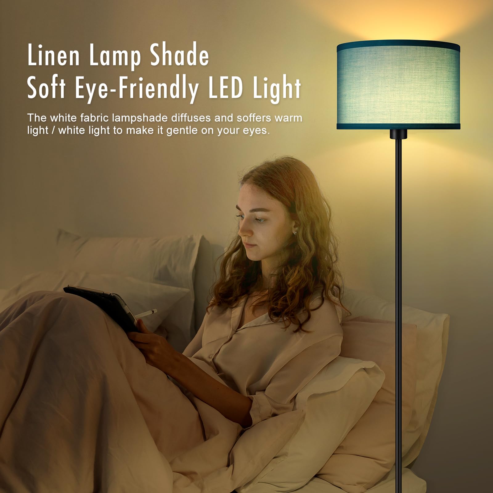 Floor Lamp  Standing Lamp  Modern Floor Lamps With Green Lampshades  Foot Switch  59  Tall  Bright Pole Lamps For Living Room  Bedroom  Office  Nightstand  Kids  Gift  Green Lamp (Without Bulb)