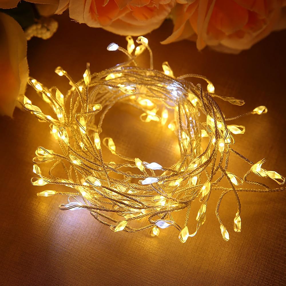 RESNICE Plug in Firecracker Lights 10FT Warm White Copper Wire Indoor Cluster Fairy Lights with Remote Timer for Bedroom, Living