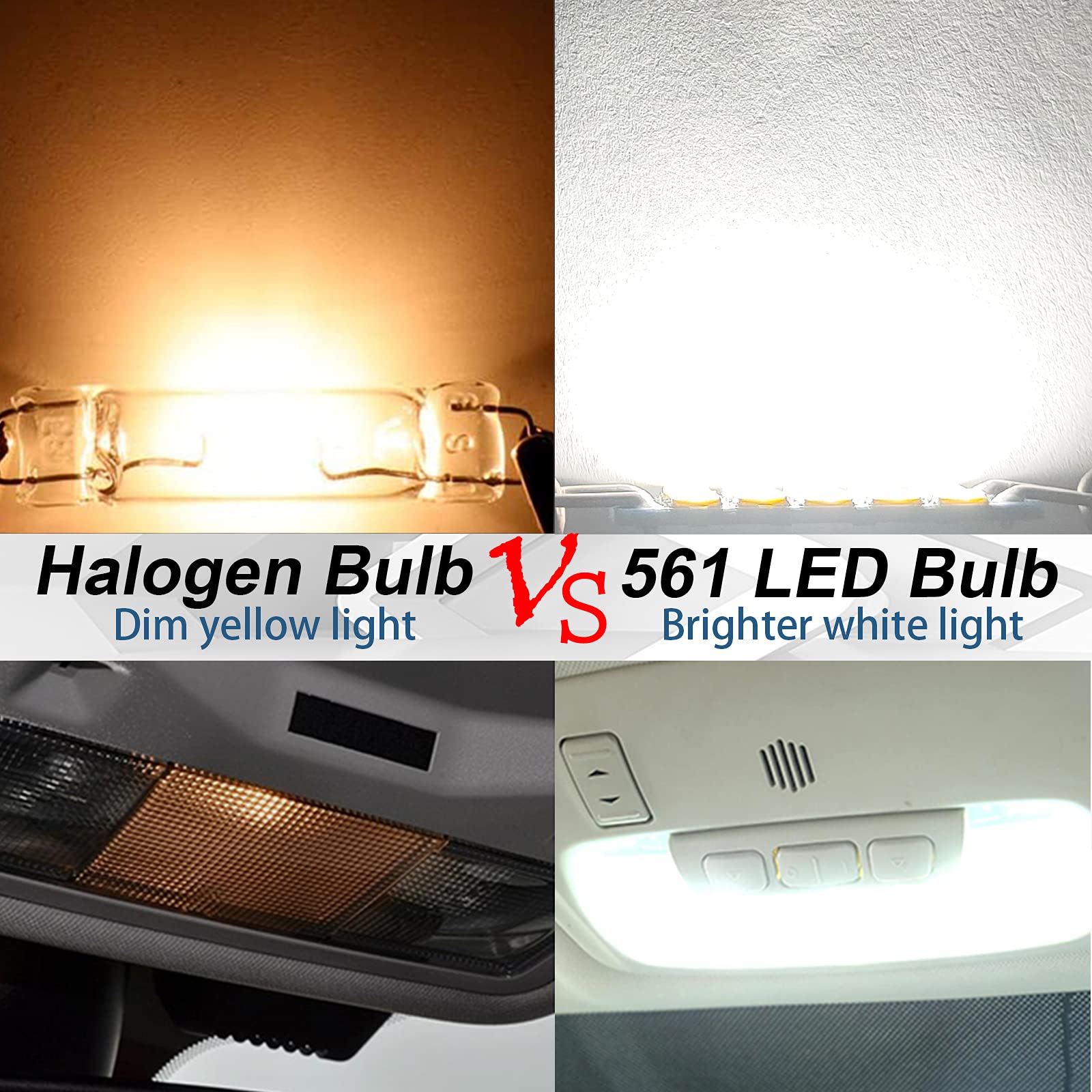 Anourney 561 Led Bulb,Super Bright White 4014 Chips Latest 44Mm Rigid Loop 1.73In Festoon Bulbs,Replacement For Car Interior Map Dome Courtesy Lights,561 562 567 Led Bulbs(Pack Of 4)