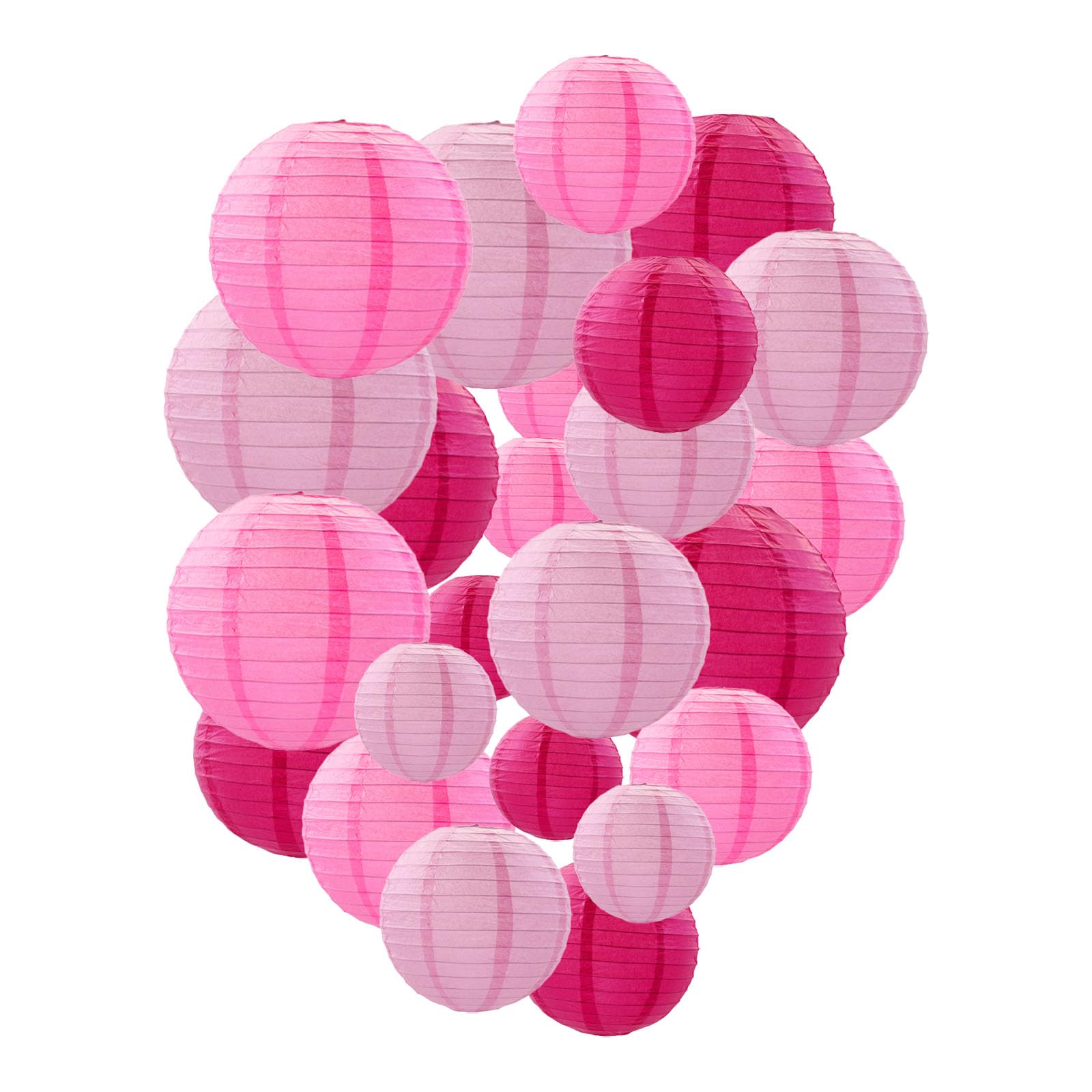 Pink Paper Lanterns Decorative, Chinese/Japanese Hanging Round Paper Lanterns Decorations For Wedding, Bridal/Baby Shower, Valentine'S Day, Gender Reveal (12 Pcs)