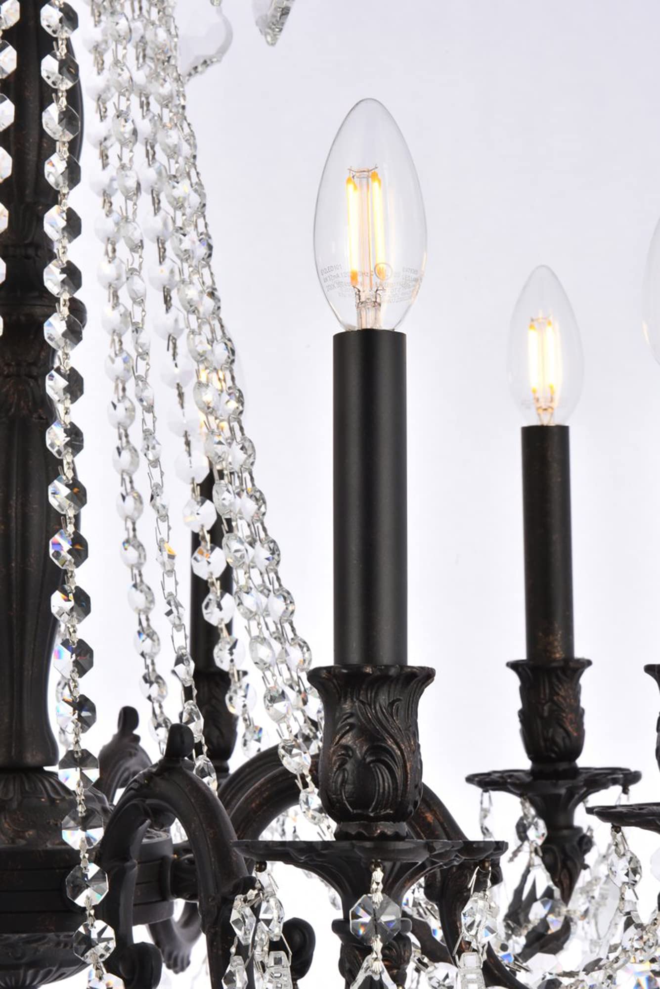 Elegant Lighting Royal Cut Crystal Chandelier, 24in x 30in, Bronze, Metal, Model 9208D24DB-GT/RC
