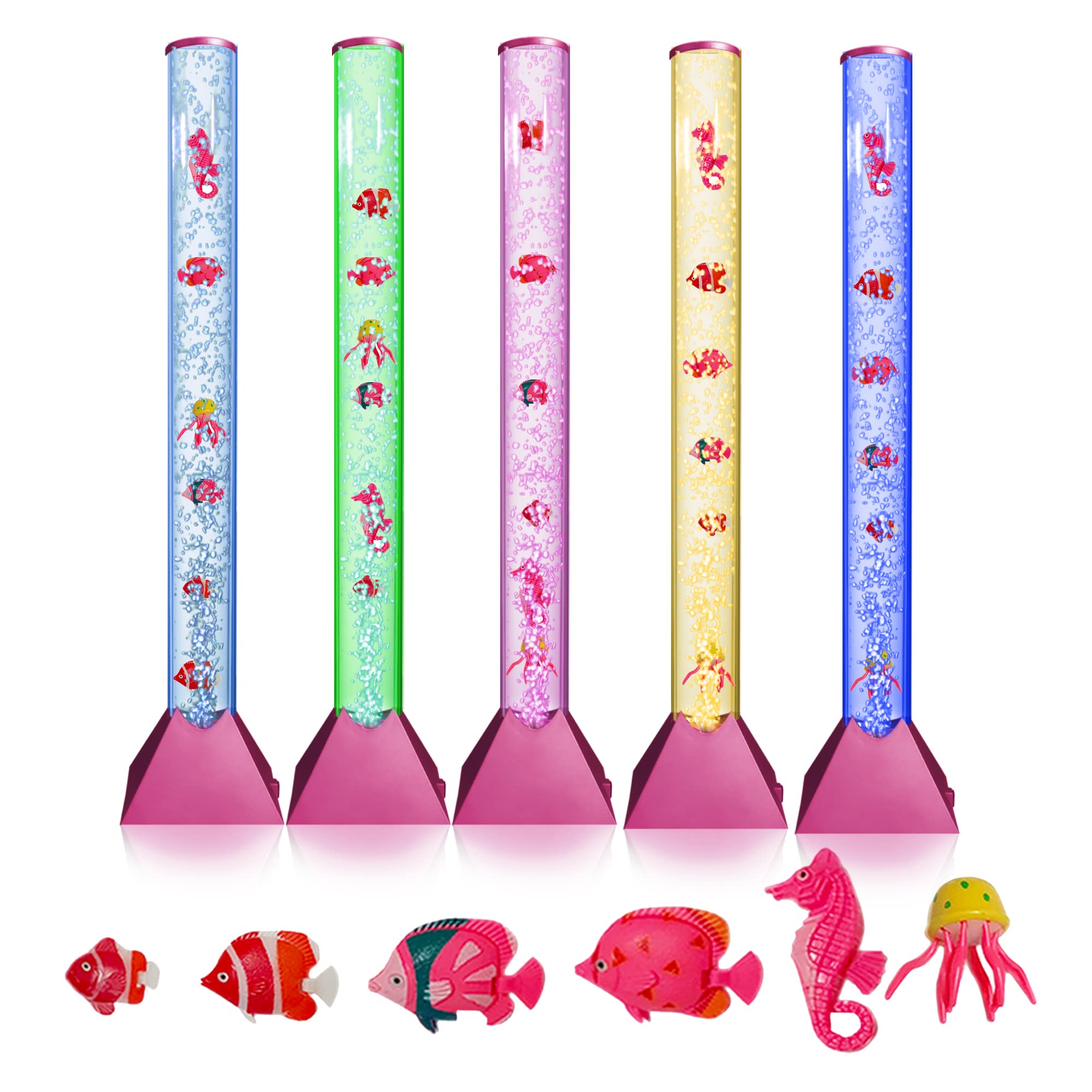 Brewish Sensory Bubble Floor Lamp | 7 Color Changing LED Mood Night Light | Sensory Lamp for Autistic | Fake Aquarium Water Tube
