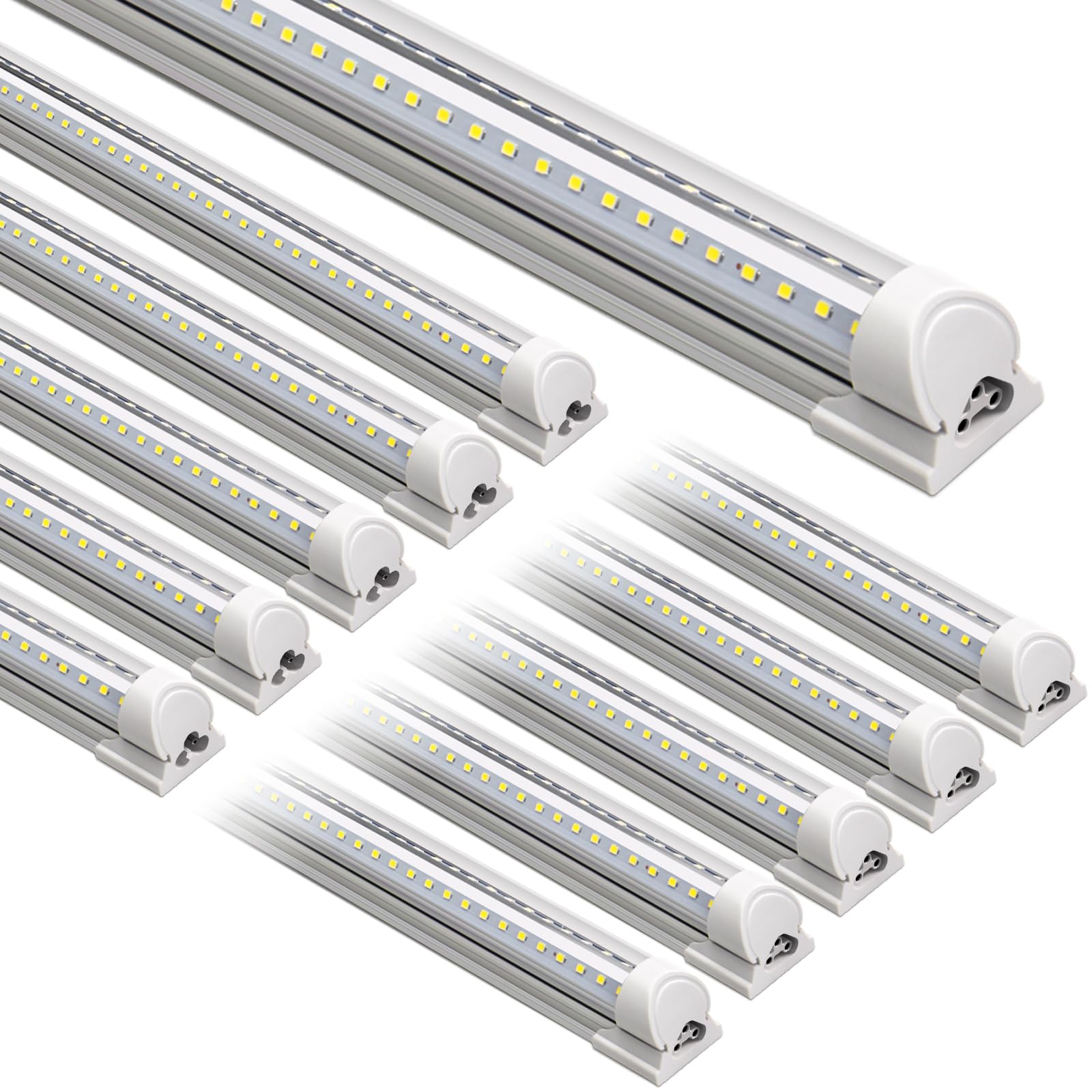 Barrina T8 LED Shop Light 6FT 60W 8500LM 6500K  Clear Cover  Garage LED Lights Ceiling  V-Shape Light Fixture  Work Shop Lights for Garage  Warehouse  Basement  ETL Listed  10 Packs