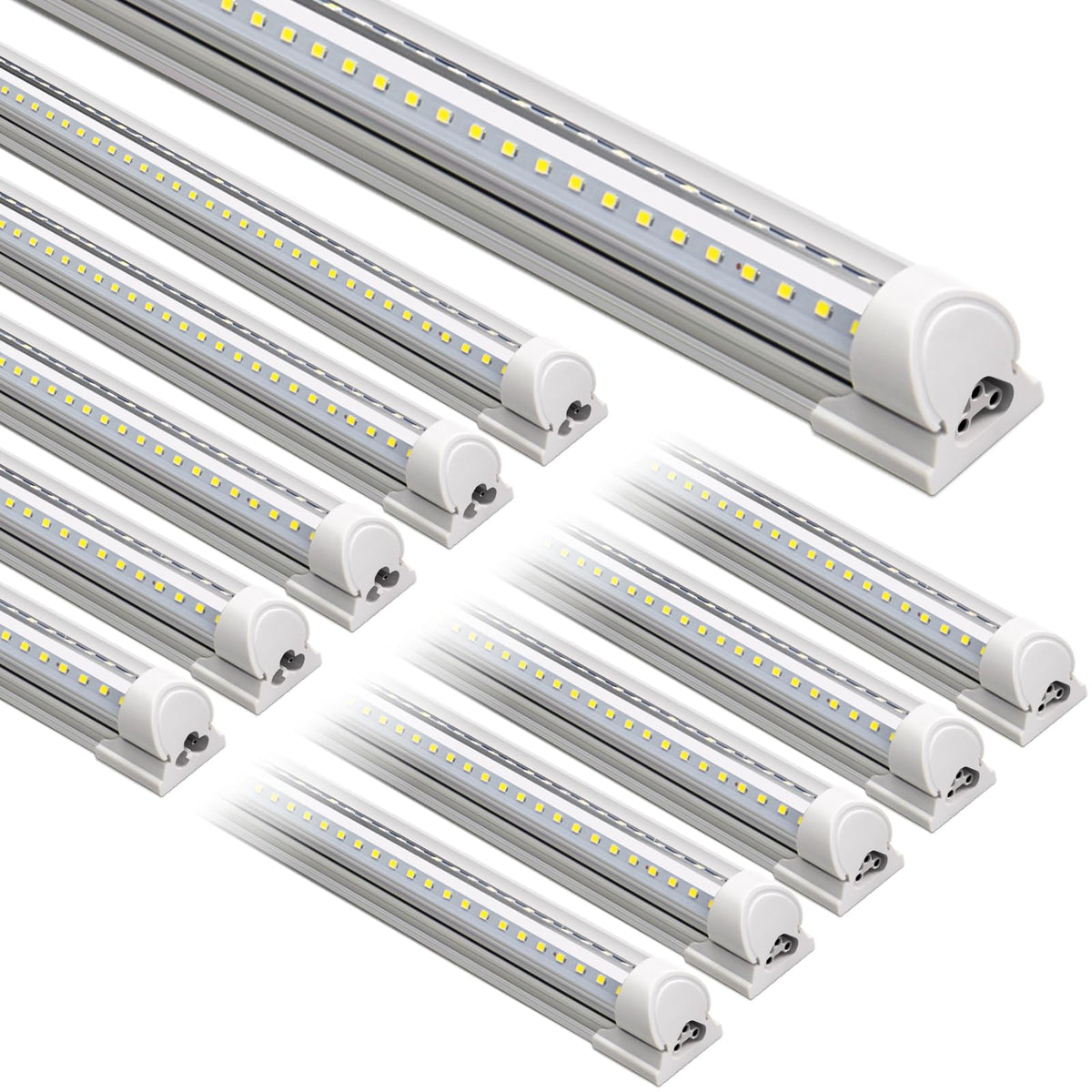 Barrina T8 Led Shop Light 6Ft 60W 8500Lm 6500K, Clear Cover, Garage Led Lights Ceiling, V-Shape Light Fixture, Work Shop Lights