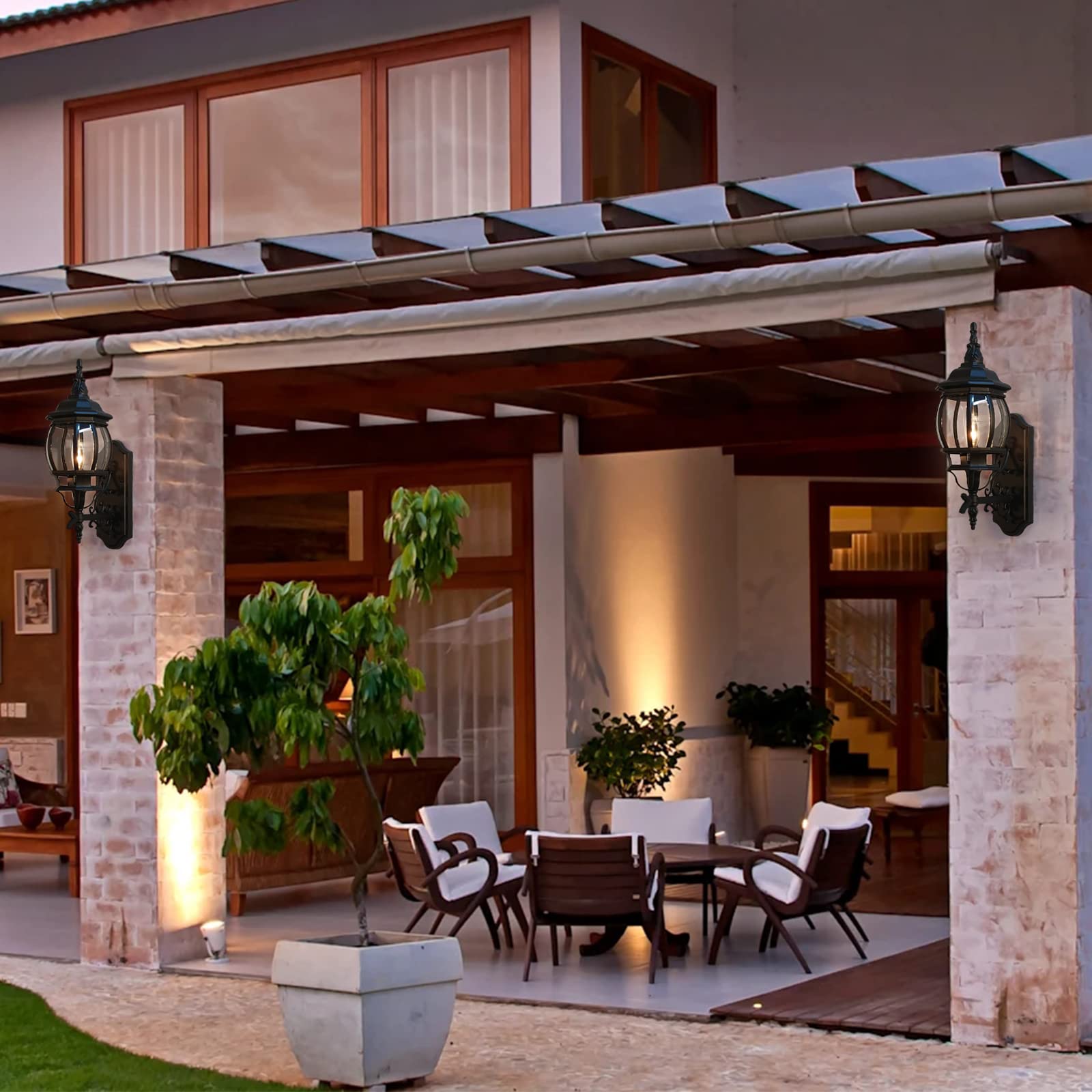 Krychiler White Outdoor Wall Lantern - Waterproof Sconce Light For Porch & Living Room