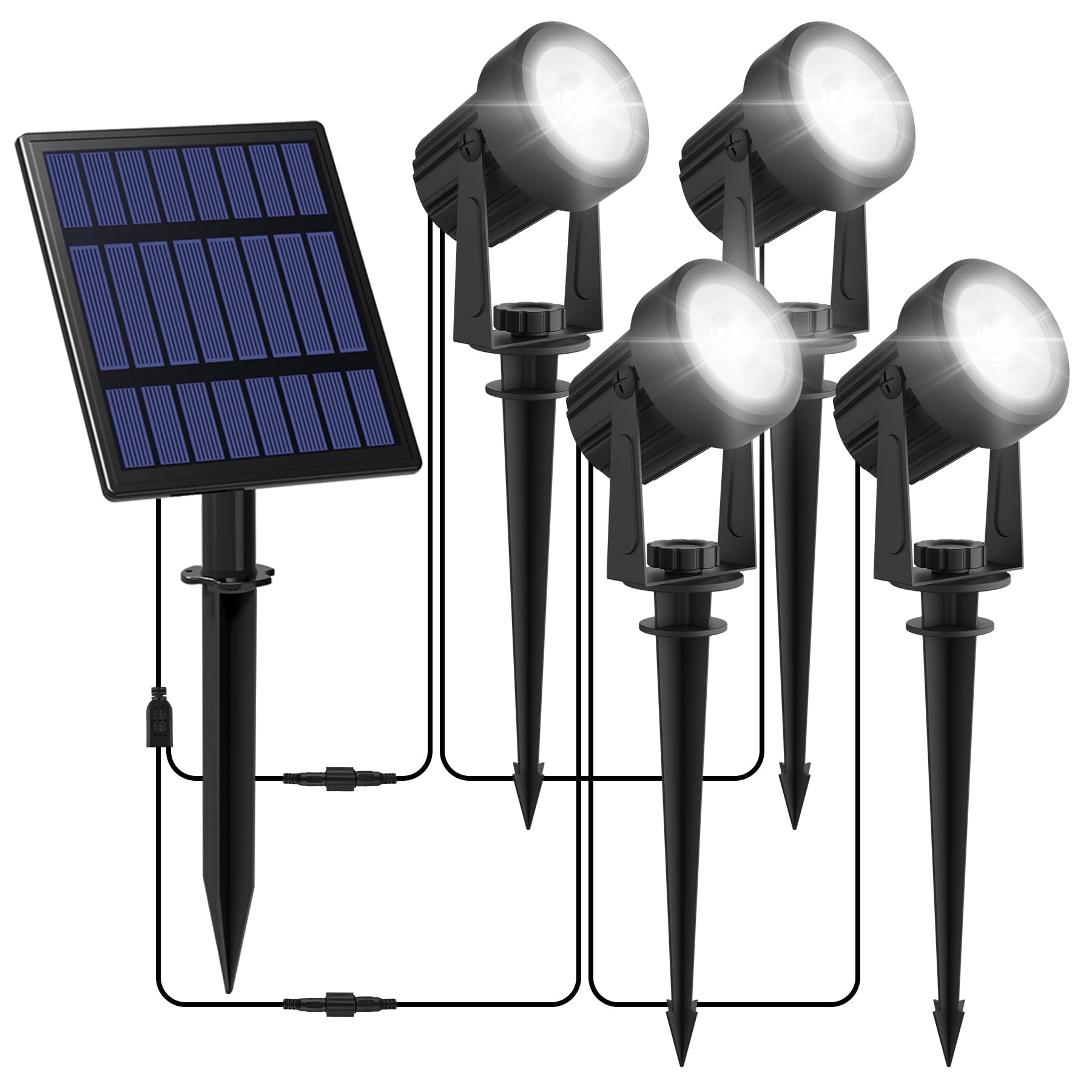 Crepow 4-In-1 Solar Spot Lights, Waterproof Adjustable Wall Lights For Yard & Garden, Cold White