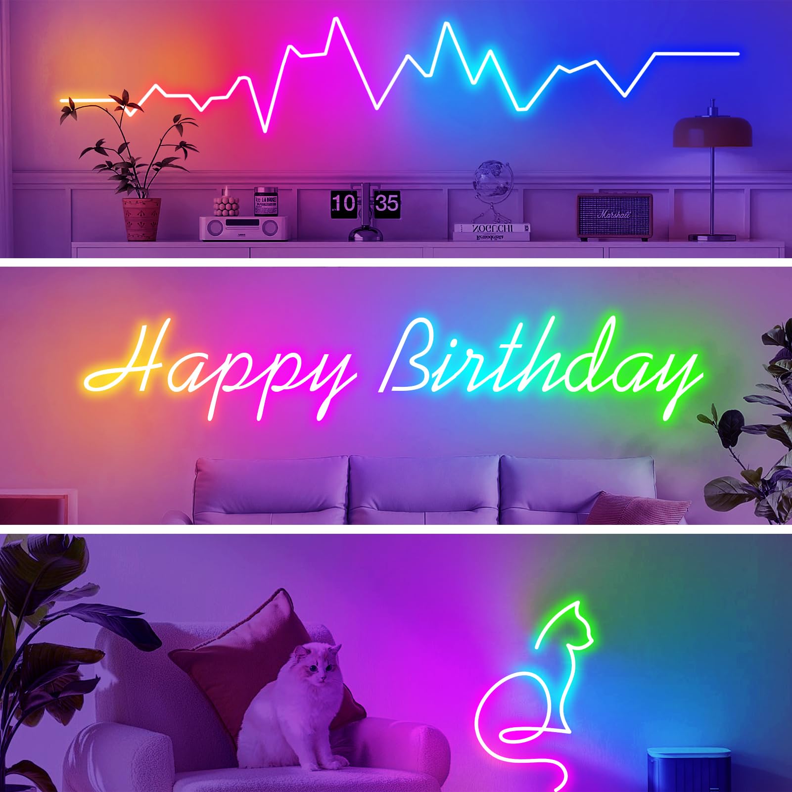 Cciland 50Ft Led Neon Rope Lights, Music Sync With Remote App Control Rgb Neon Led Strip Lights With Multiple Modes Ip68 Waterpr