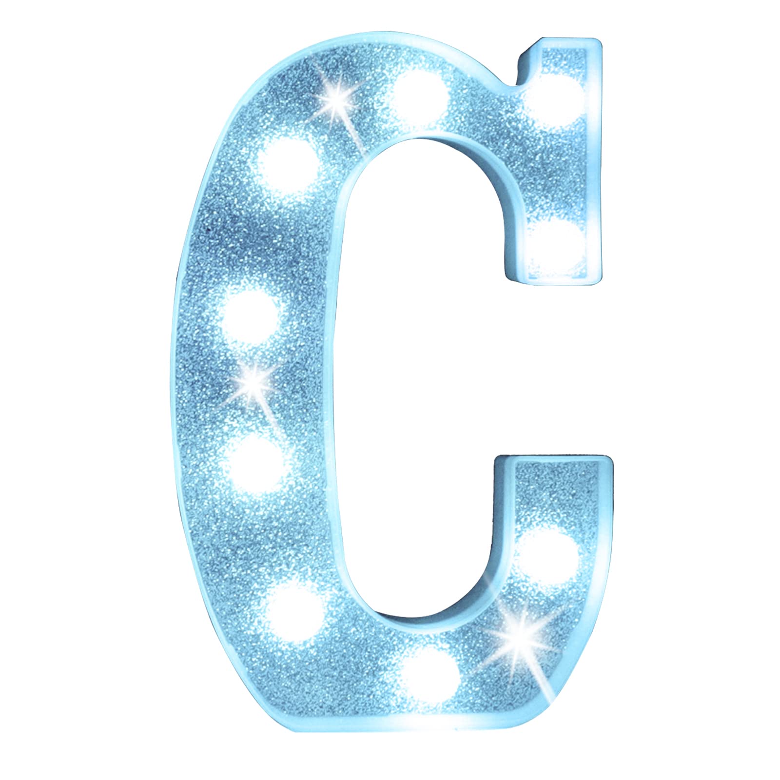 Pooqla LED Letter Lights Marquee Signs, Colorful Battery-Powered Decorative Letters with Remote, Glitter Silver, RGB