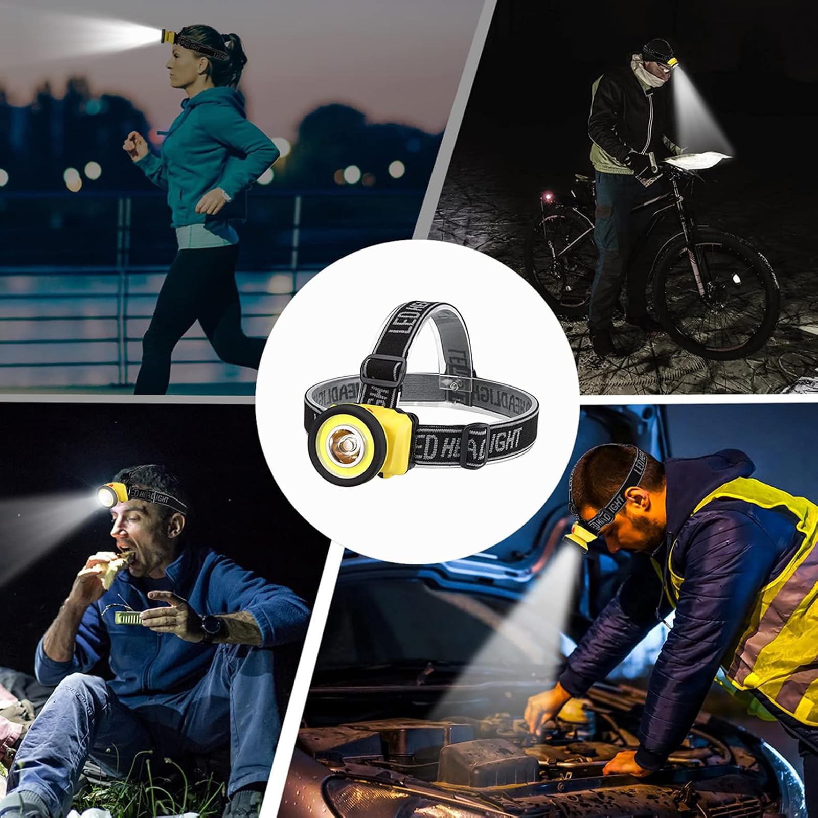 JGA JOGGING ARM LED Headlamp 395nm UV & White Light 2-in-1 Adjustable Yellow Lightweight for Camping & Outdoor Use