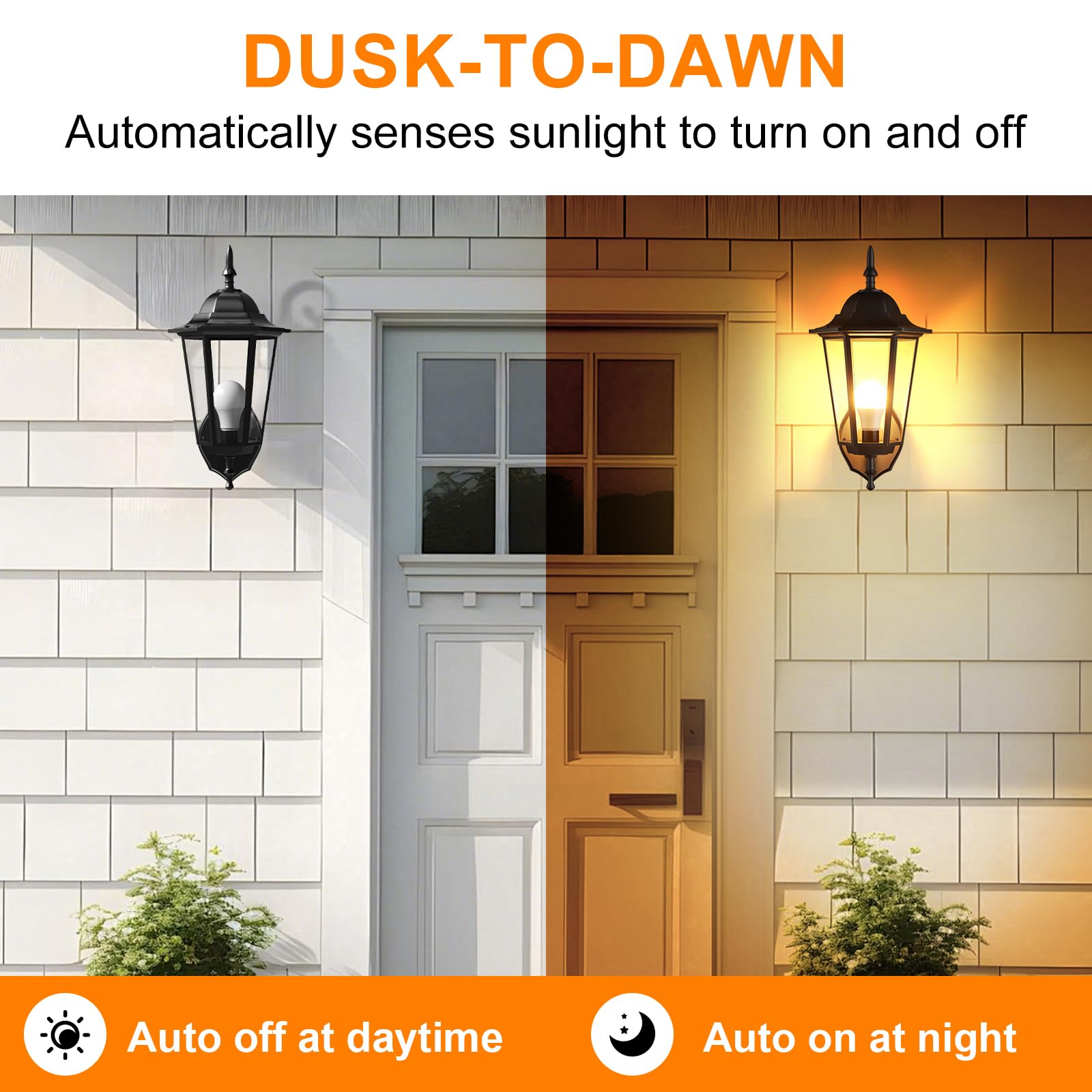 TJOY Dusk to Dawn Light Bulbs, 8 Pack, LED Photocell Bulb, 9W Energy Efficient, Soft White 2700K, E26 Base, Model QASN