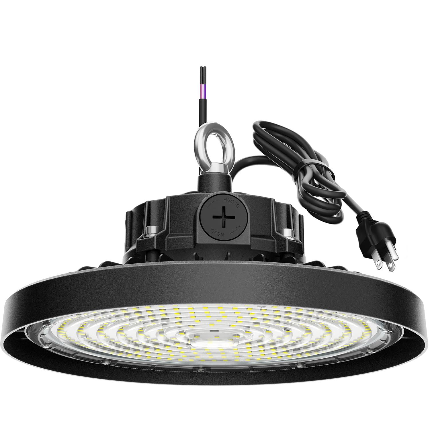 BEILBS UFO LED High Bay Light 200W 0-10V Dimmable 30000LM 5000K Black Model UFO200A11 1 Pack