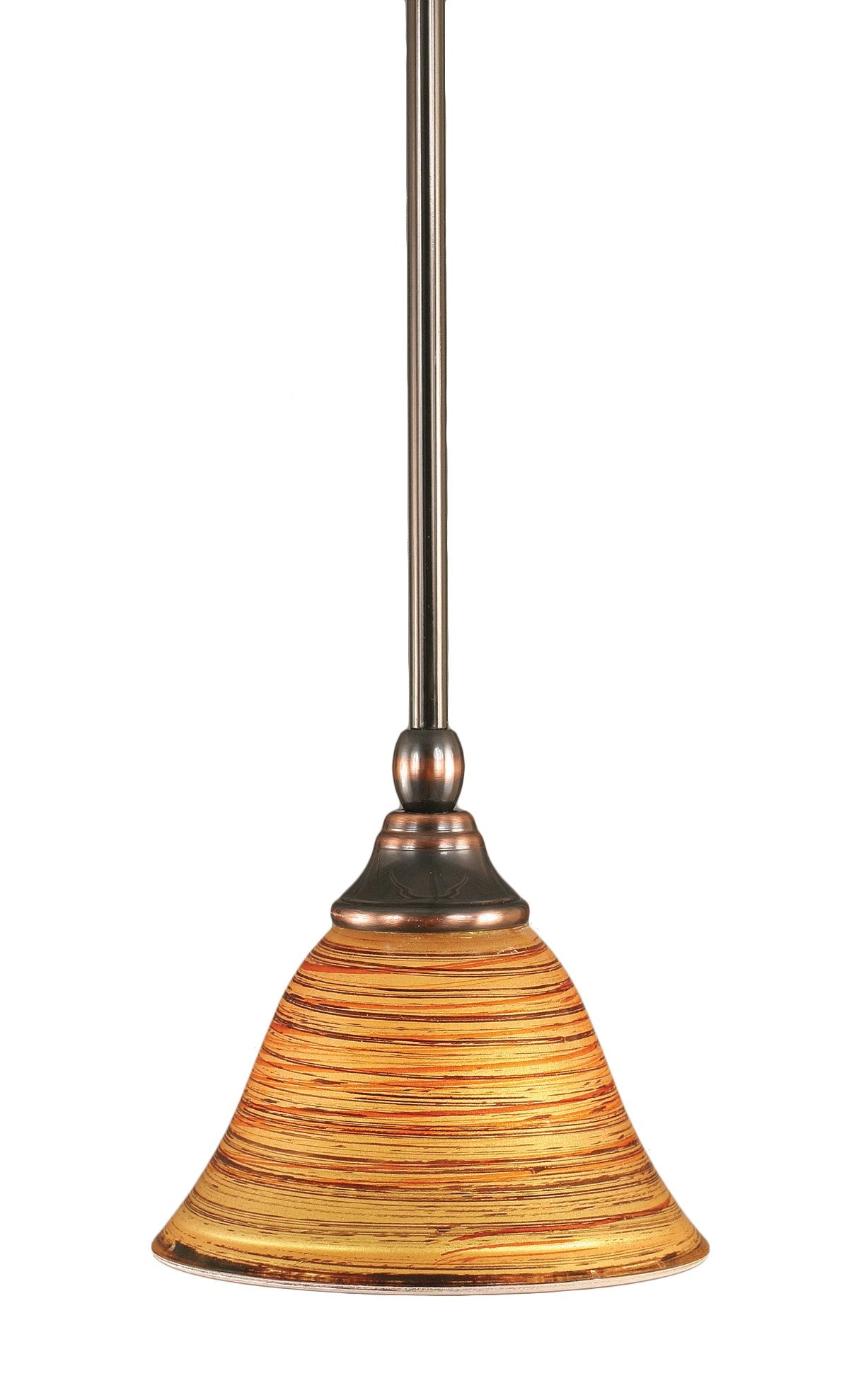 Toltech Lighting 23-Bc-454 7-Inch Stem Mini-Pendant Light Black Copper Finish With Firre Saturn Glass