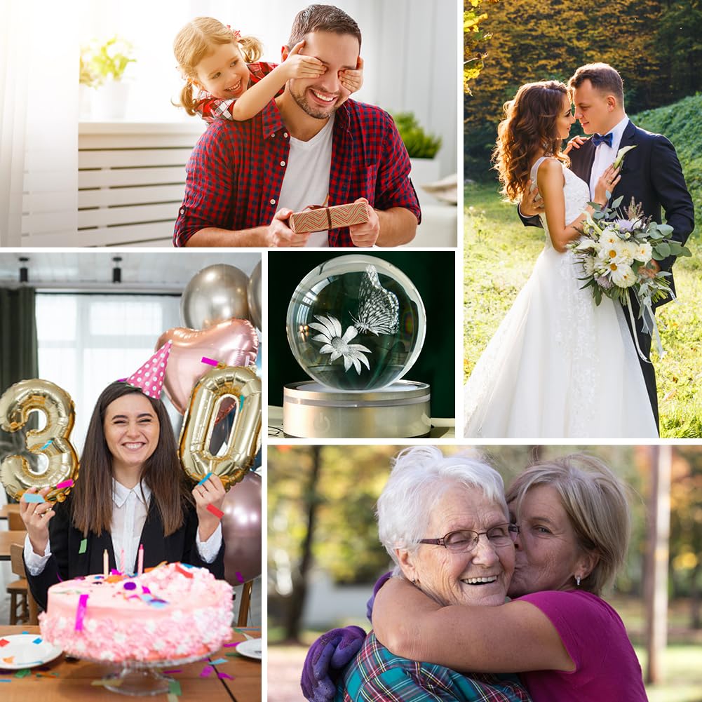 Ifolaina 3D Butterfly Crystal Ball Etched Butterfly Decor Night Light For Home Decor Butterfly Figurine Gift For Women Butterfly Lamp For Bedroom Unique Butterfly Gifts For Her