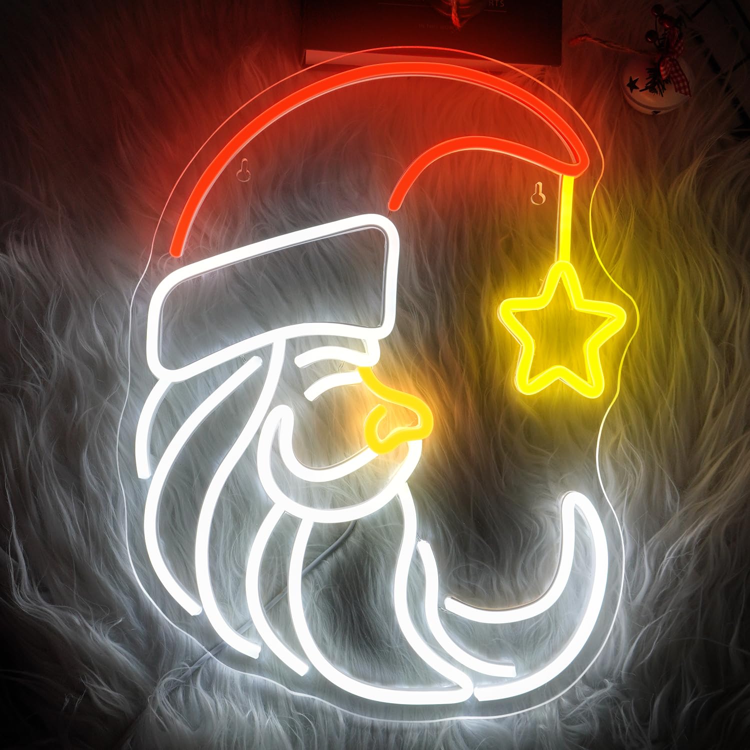 Dreamfort Moon Christmas Santa Neon Sign Cute Anime Neon Light Moon Star Neon Sign For Wall Decor Red Usb Neon Light Sign For Party Store Living Room Bar Door Kids Bedroom Christmas Gift
