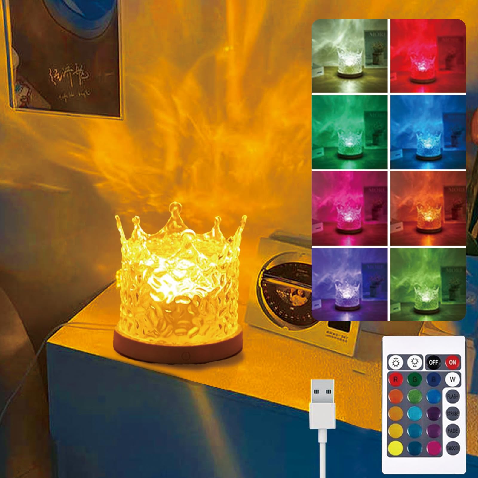 Ocean Wave Ceiling Projector, Northern Lights 16 Colors Water Lights Projector, Water Ripple Ambient Night Light with Remote, To
