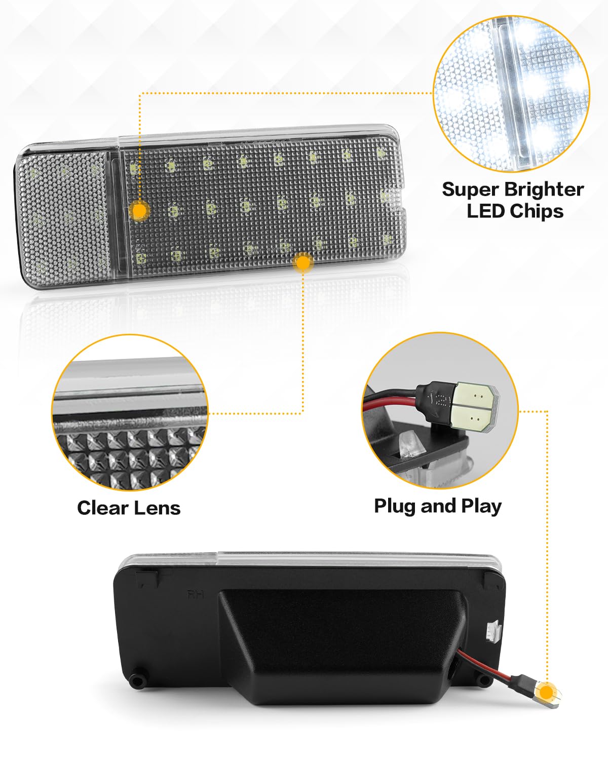 NEIFILES LED Interior Door Panel Lights for Ford Bronco/F150/F250/F350, Plug and Play, 5X Brighter, White, Model OR-7971