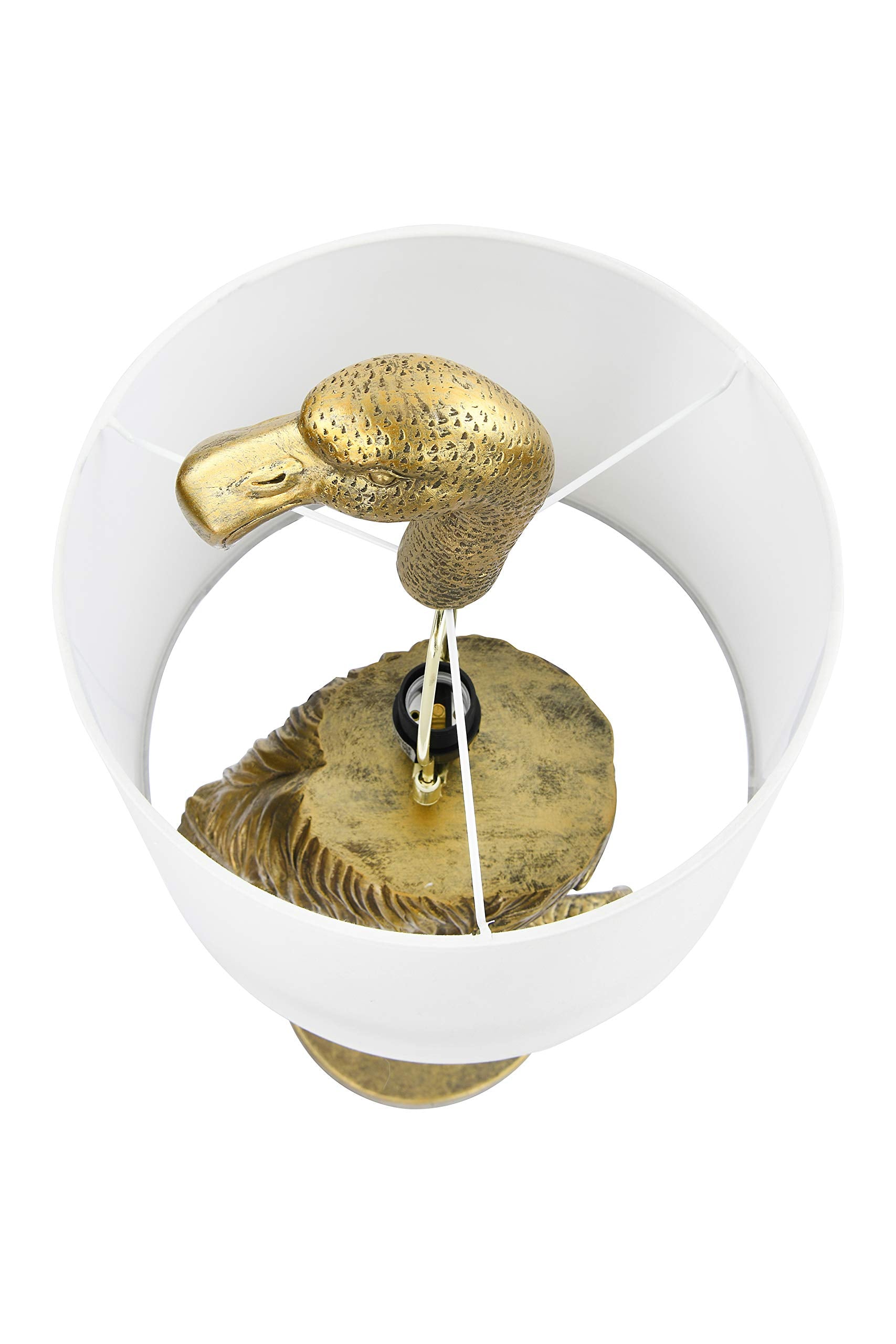 Creative Co-Op Resin Flamingo Table Lamp, Gold Finish, 32" with Linen Shade, Model EC0203