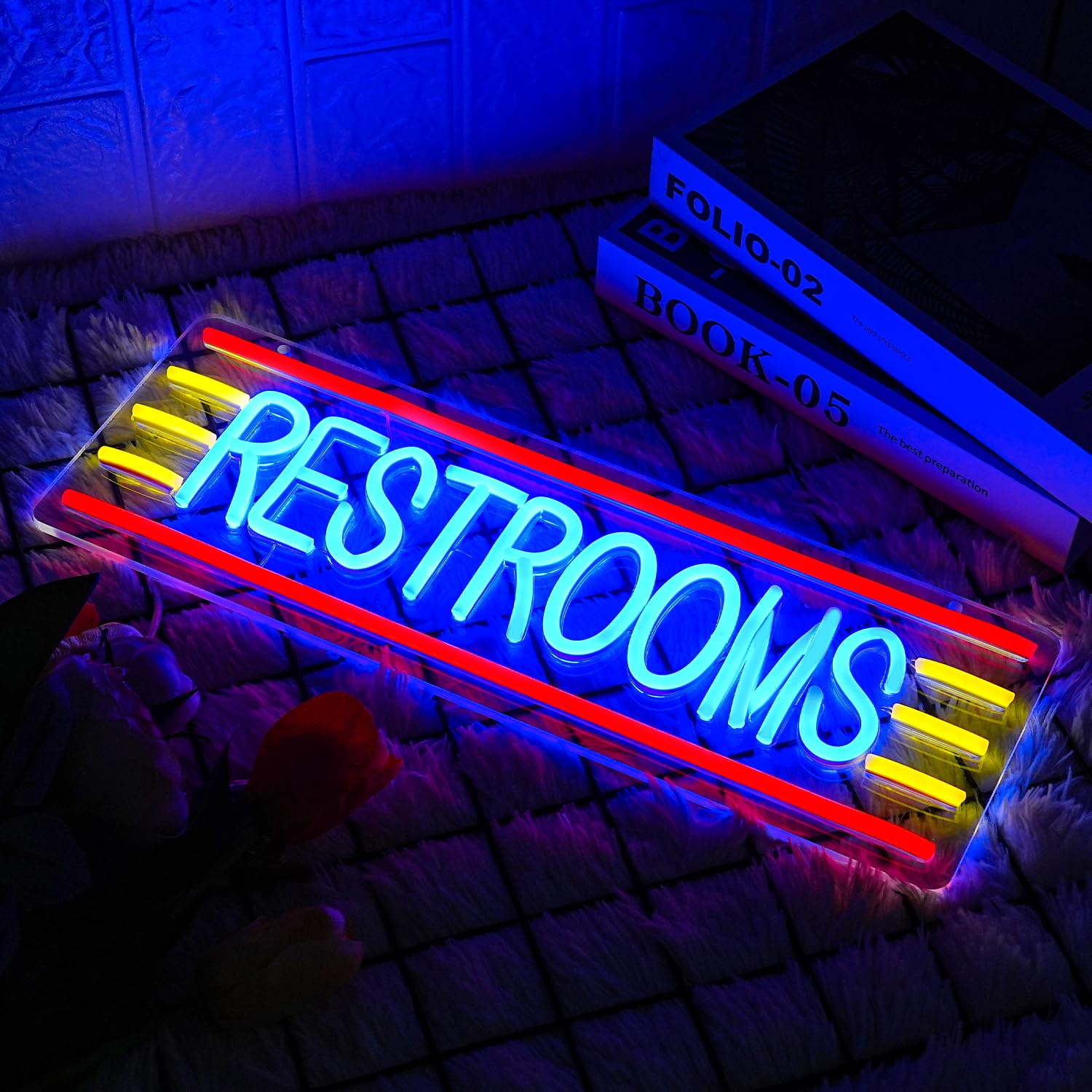 LMSIGNLY Neon Sign for Restrooms - Colorful LED Light, 16.9inx5.9in, Perfect for Business, Bathroom, Bar, Shop, Hotel, Mall Decor