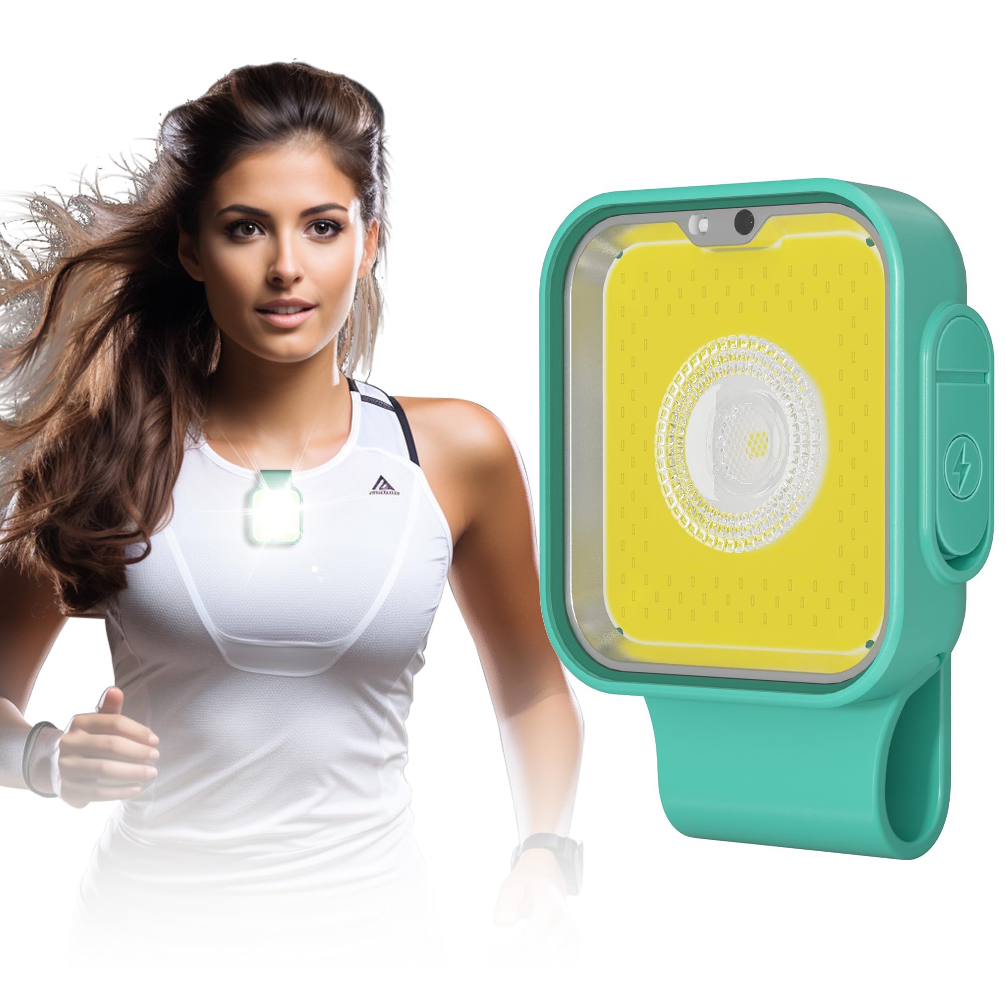 Yls Rechargeable Running Light, 12 Modes, High Visibility, Seafoam Green, Model ZIAU-4884