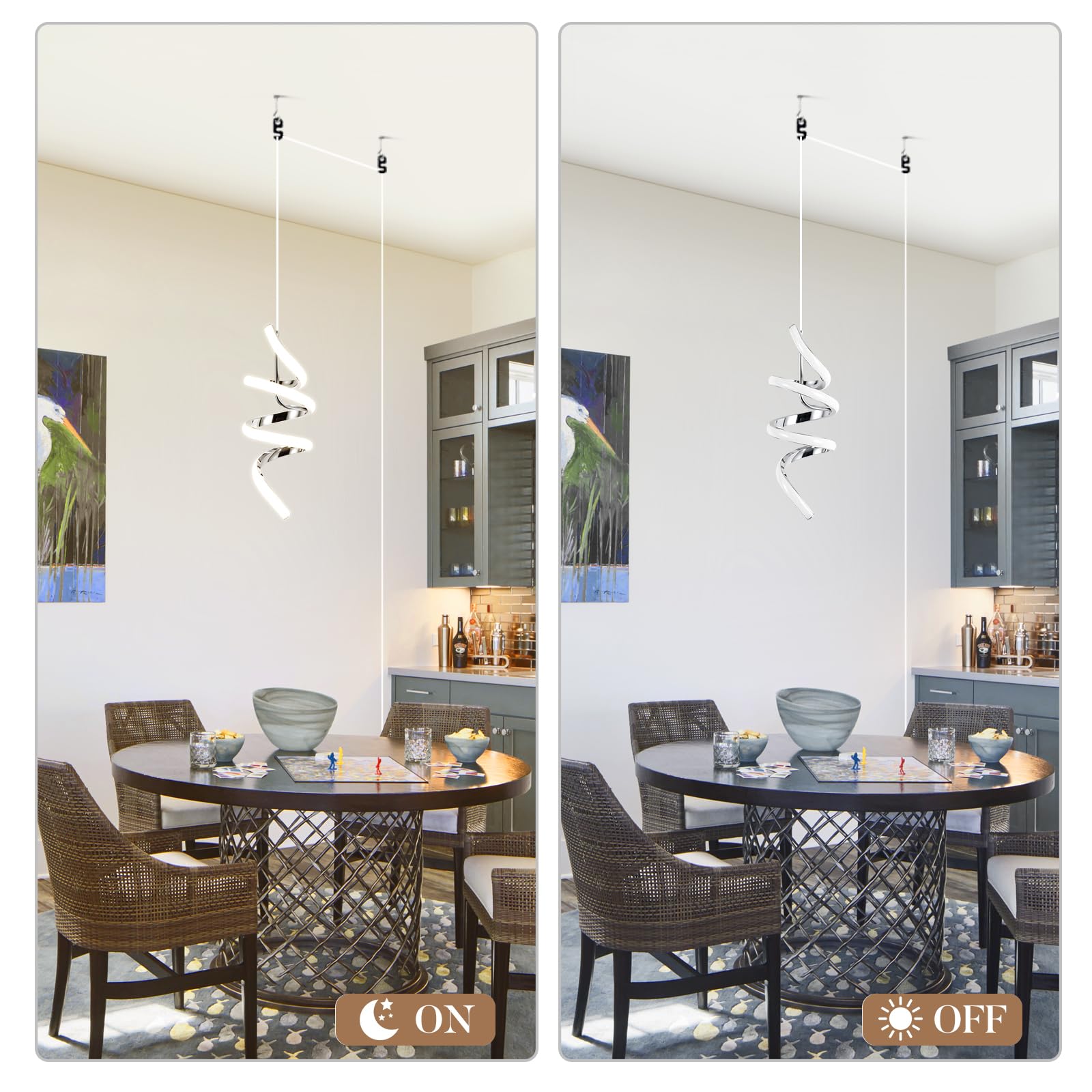 Sovinzert Modern Led Pendant Light Fixtures Pendant Lights Kitchen Island Lighting Adjustable Height Chrome Hanging Lamp