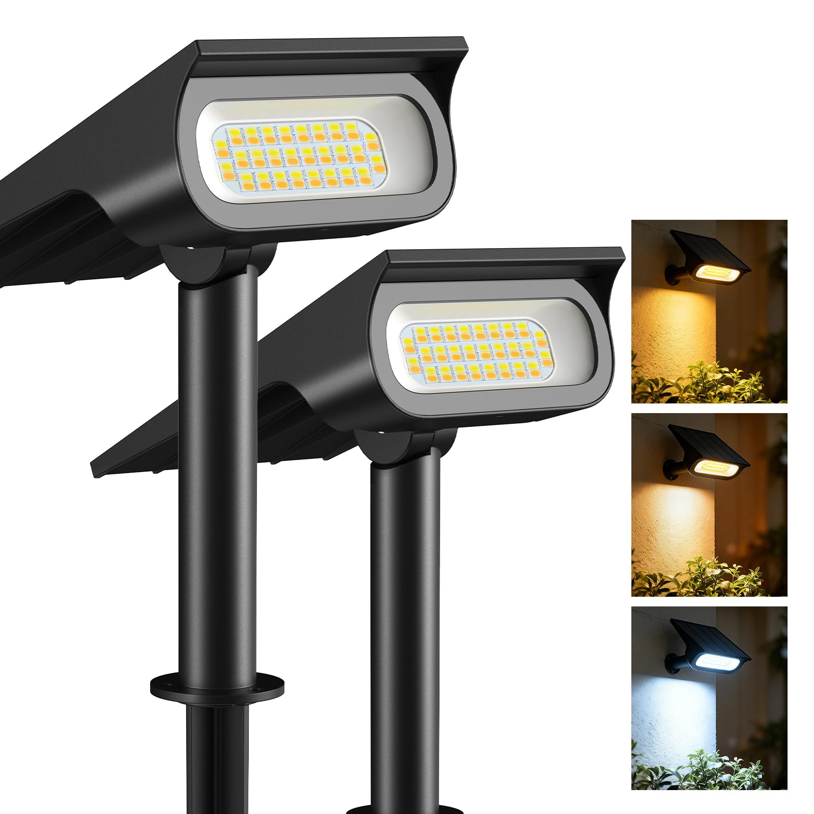 Lightonight Solar Light Outdoor Waterproof IP65, 56 LED 3 Color Modes Solar Spot Lights Outdoor, Solar Powered Garden Lights for