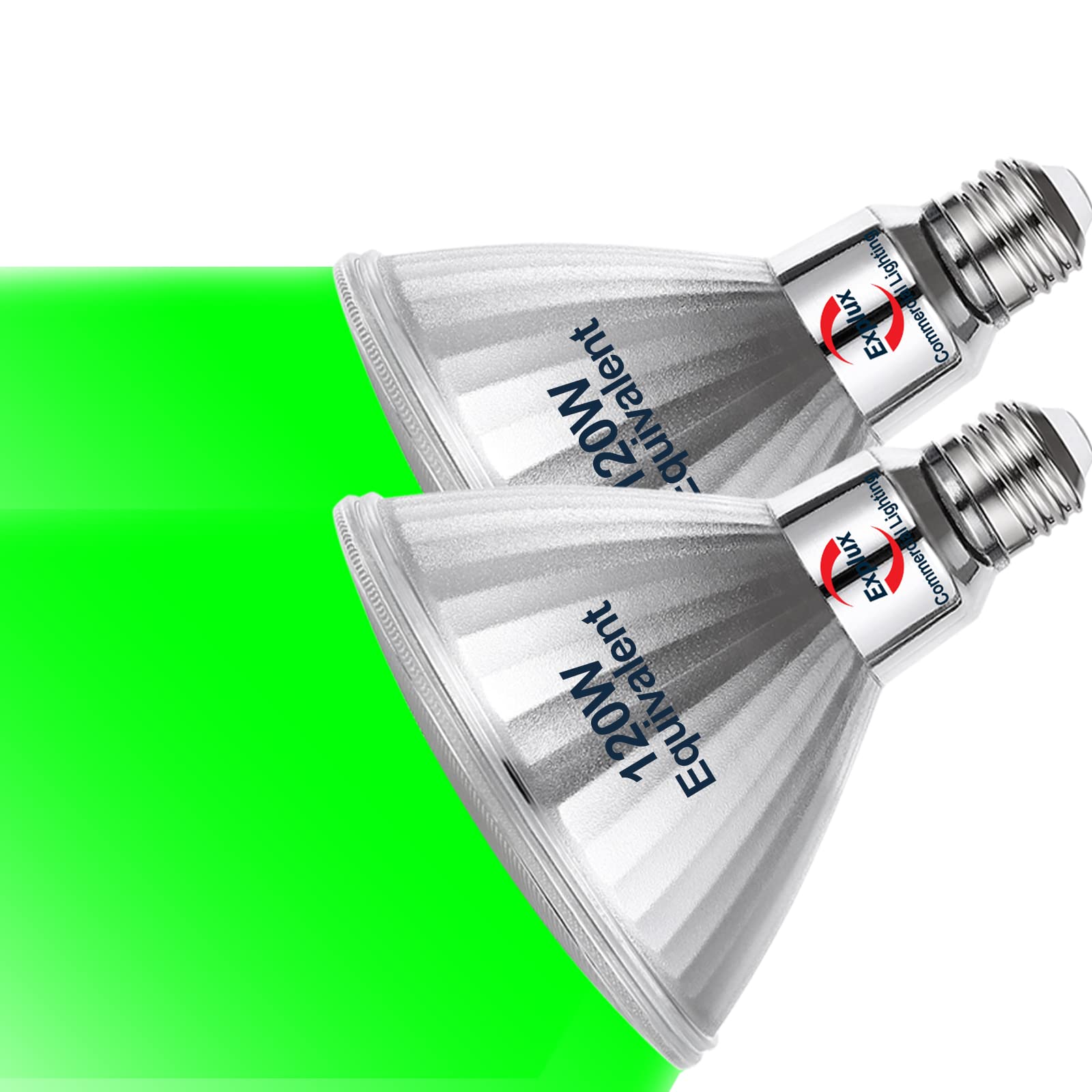 Explux Full Glass PAR38 Outdoor Flood Green Light Bulbs, 120W Equivalent Direct LED Color Emission, Weatherproof & Anti-Ageing, 