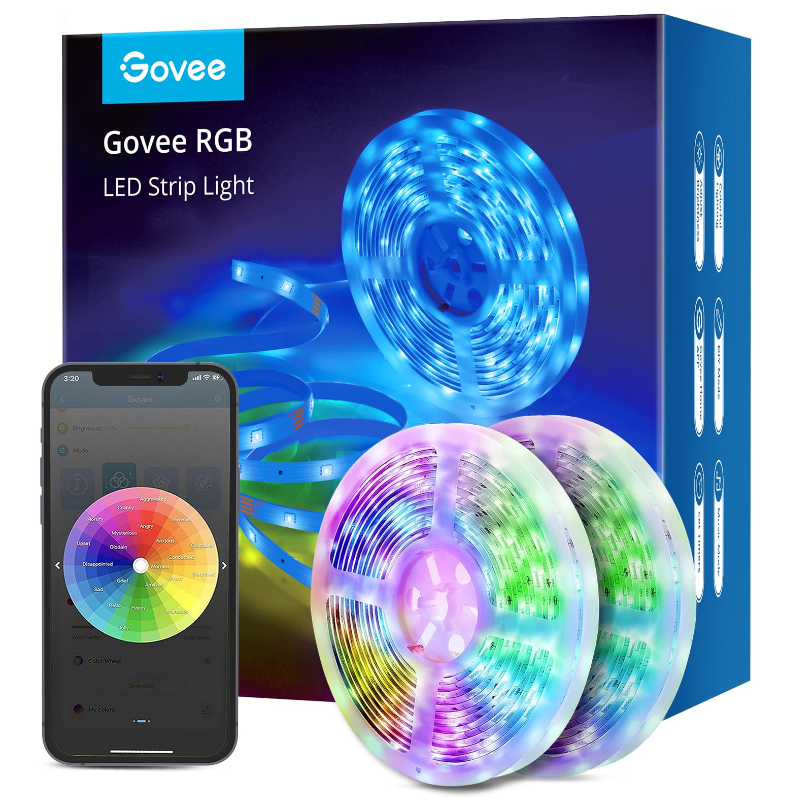 Govee Smart LED Strip Lights, 65.6ft WiFi, RGB Color, Works with Alexa & Google Home, Model H614B