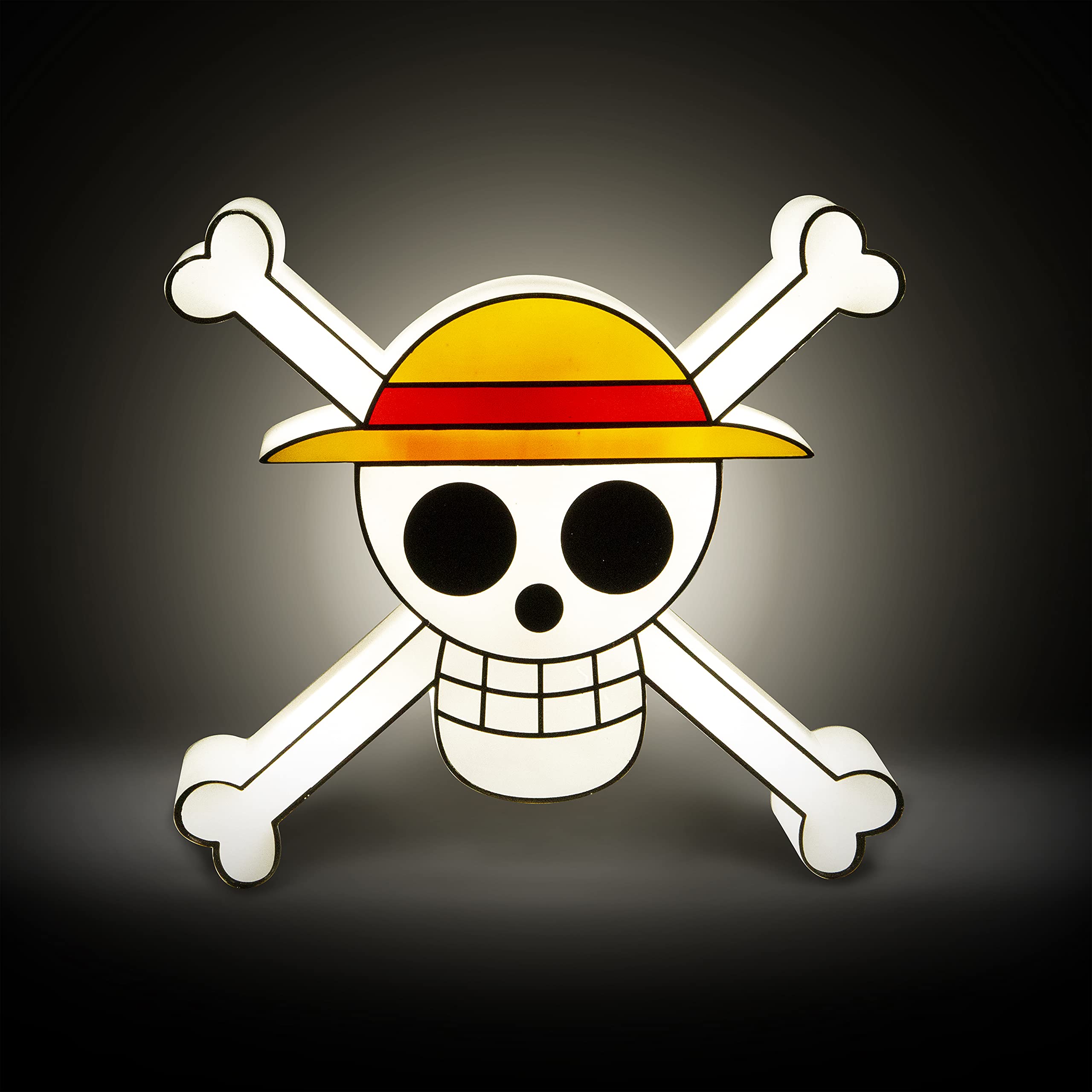 ABYSTYLE One Piece LED Lamp, Portable 3D Straw Hat Jolly Roger, 7.8"x2"x8.3", White/Yellow/Red/Black, Model ABYLIG