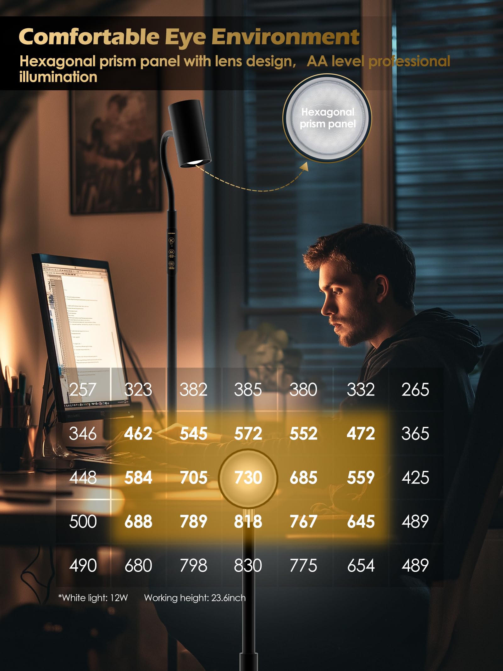 Glowrium Reading Floor Lamp H2,Dual-Side Floor Lamps For Living Room,Bedroom,5 Color Temperatures And 5 Atmosphere Lighting Mode