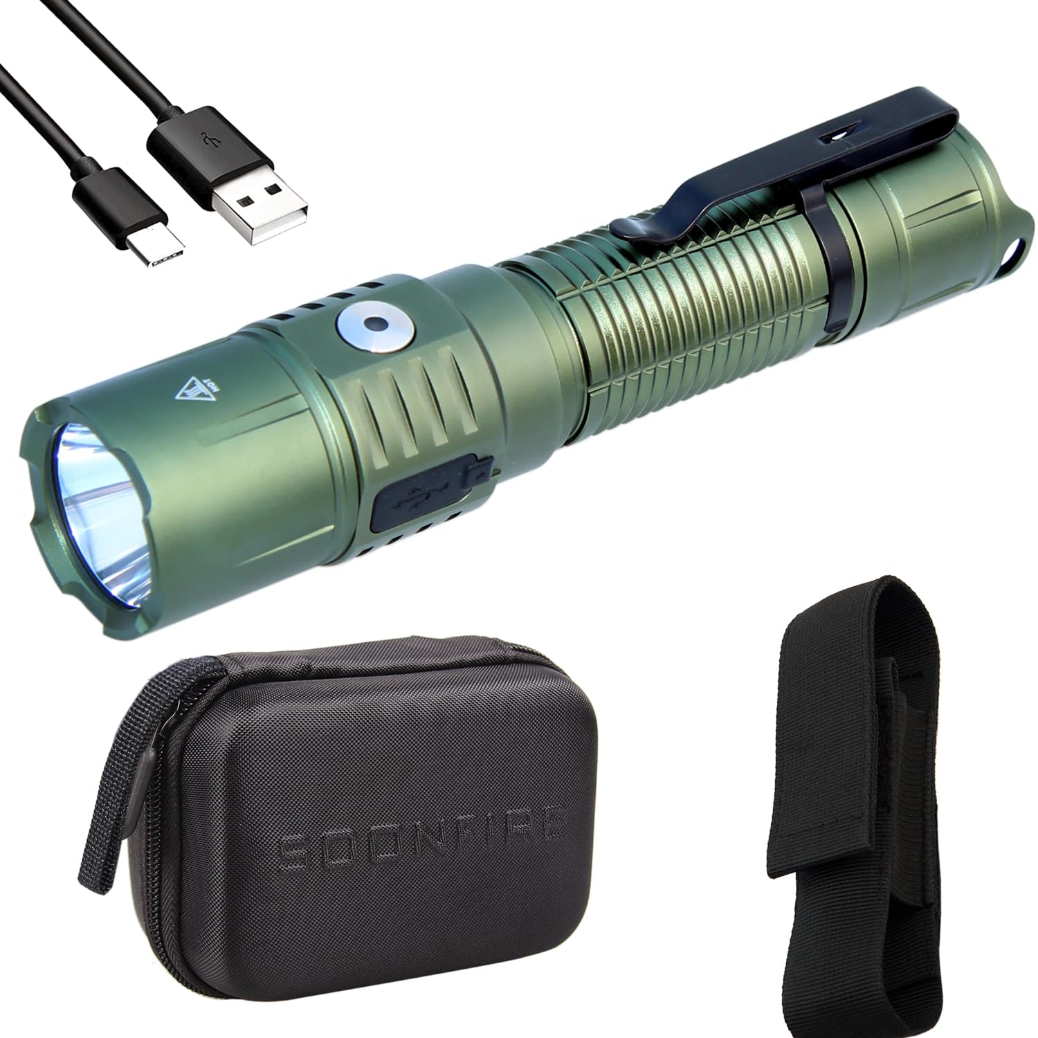 soonfire MX77 Military Grade Tactical Flashlight, High 2530 Lumen Police Flashlight with Holster, Long 362 Mters Throw, for Outd