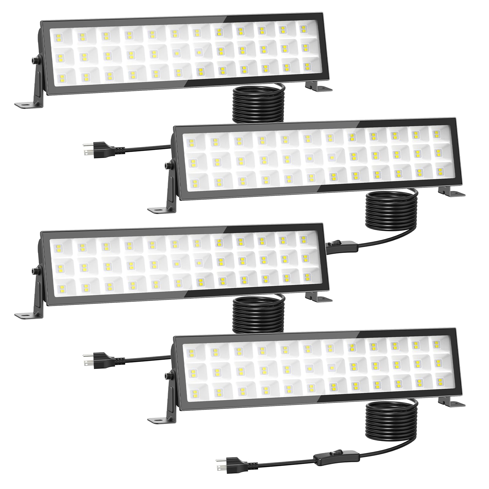 Onforu LED Shop Lights 100W 14000lm Ultra Bright 6500K Daylight White IP66 Waterproof Black 4-Pack