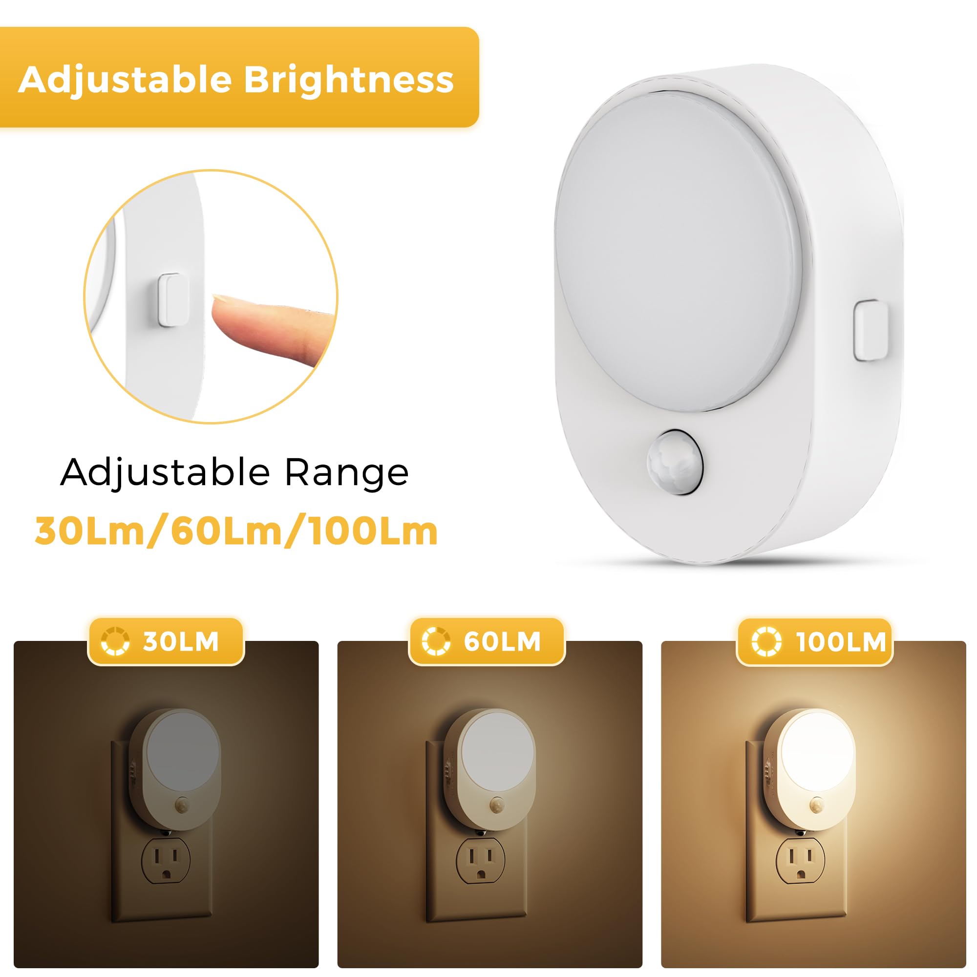 L Lohas Led Motion Sensor Night Light,[2-Pack] Night Lights Plug Into Wall,Motion Sensor And Dusk To Dawn Sensor,3000K Soft Whit