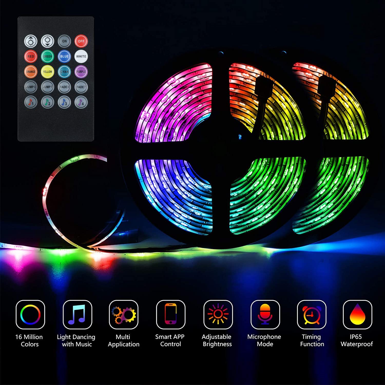 HOKIION 66FT LED Strip Boat Lights Kit - RGB Waterproof Multi-Color Marine Lighting, APP/Remote Control, Sound Music Sync, Model HK2648