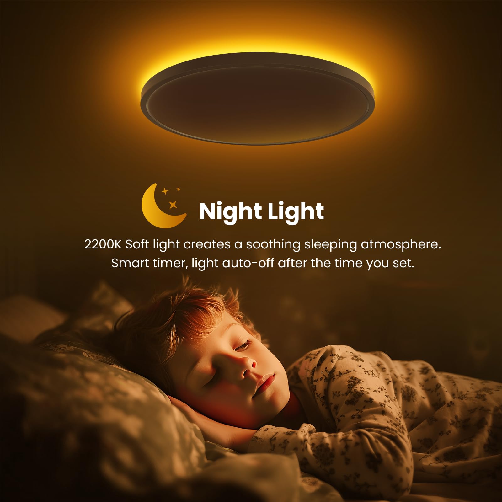 Aphyni Flush Mount Ceiling Light With Remote Control,12In 3Cct [2700K-6000K] Dimmable,Round Ultra-Thin Plafonnier With Smart App