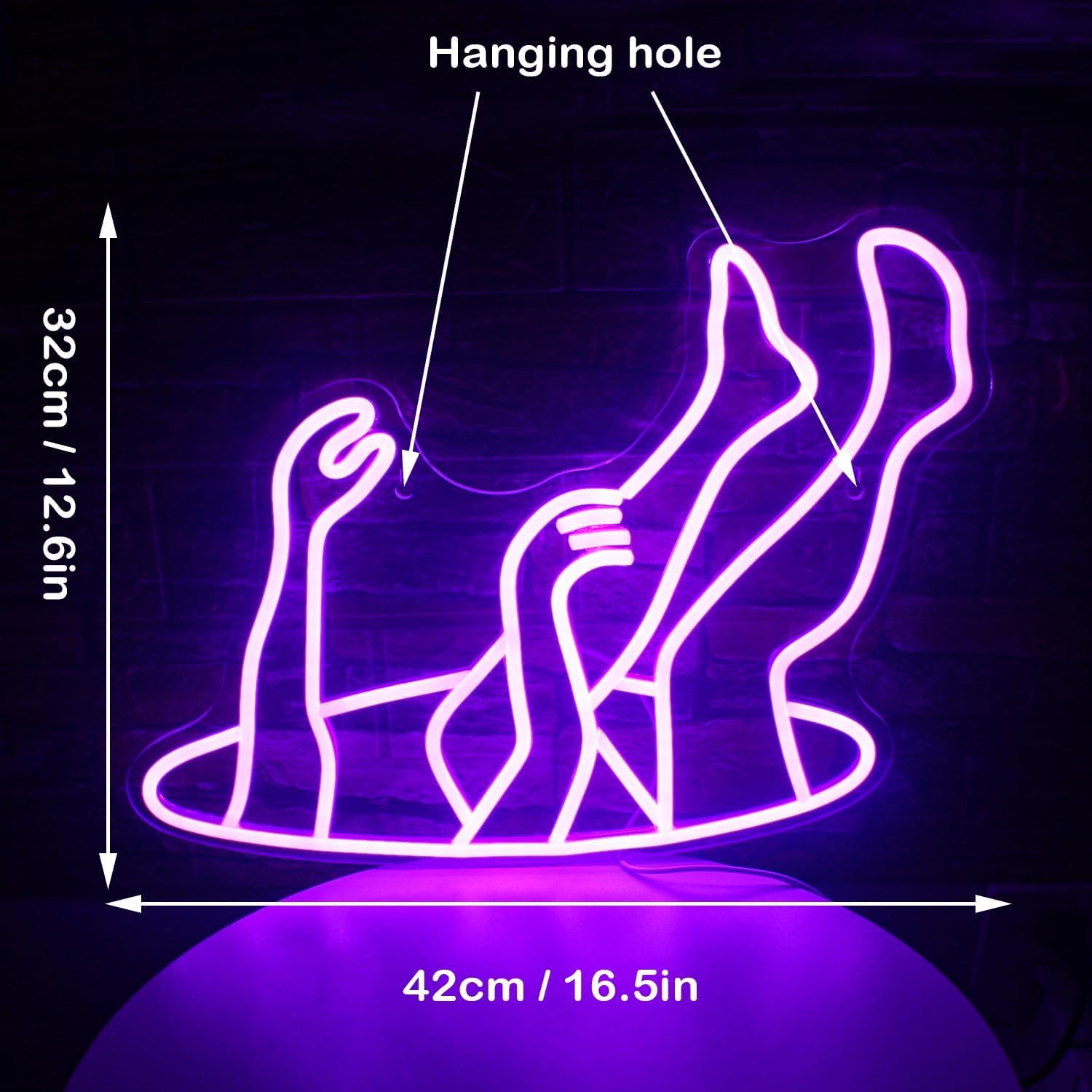 WLHOPE Neon Sign, Falling Man Design, Purple LED Light, 15.1inx12.1in, Acrylic, Wall Decor for Bedroom, Home Bar, Game Room