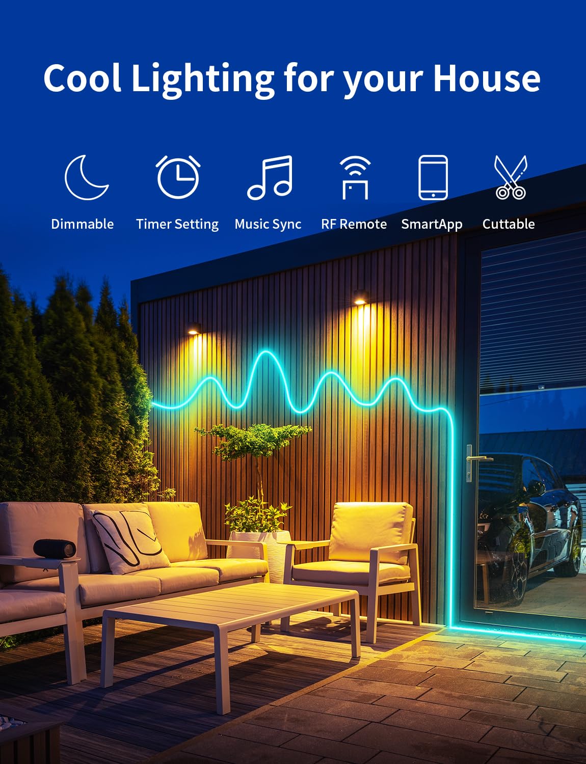 Bunacet 52Ft Led Neon Rope Lights, Rgb Strips Light With Remote & App Control,Flexible Ip67 Waterproof Outdoor, Music Sync,Diy D