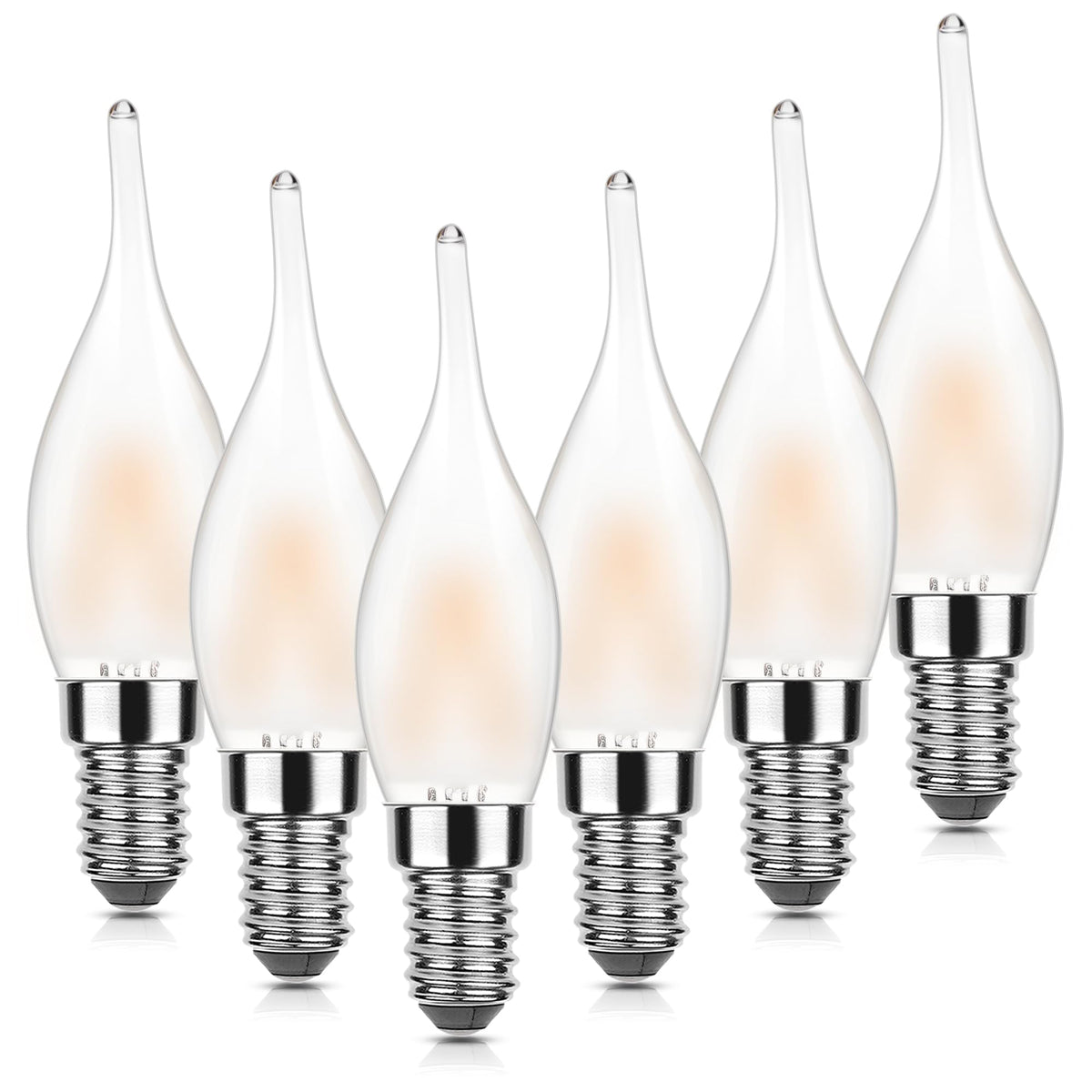 Grensk E12 Led Night Light Bulbs,1.5 Watt Low Watt Candelabra Bulbs Equivalent To 15 Watt Candle Bulb,2700K Warm White Flame Tip