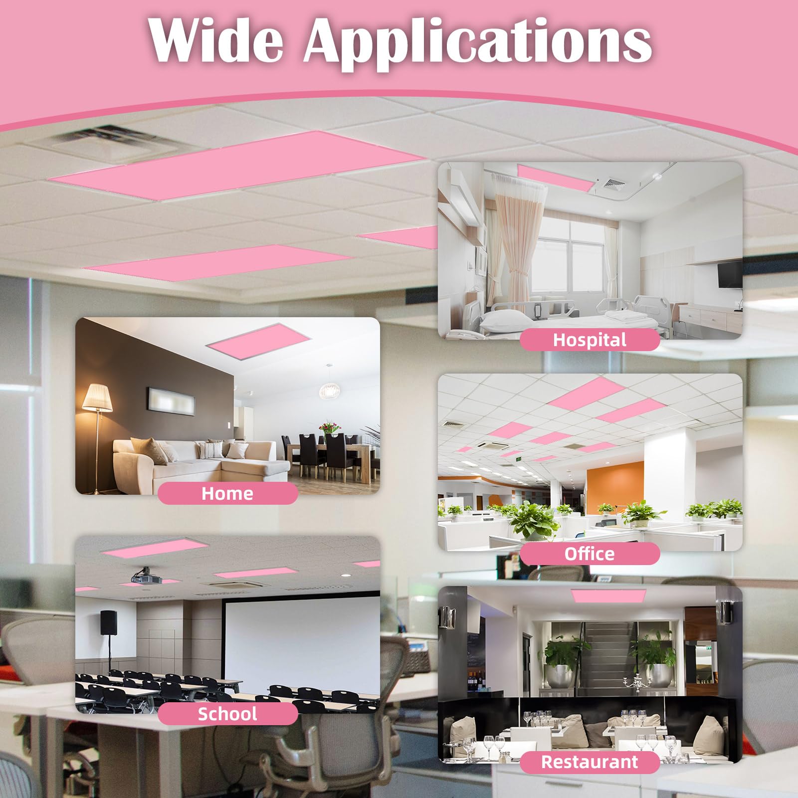 Angsylth 8 Pcs Fluorescent Light Covers - 4 X 2 Feet Pink Light Filters For Classroom, Office, Hospitals, Home