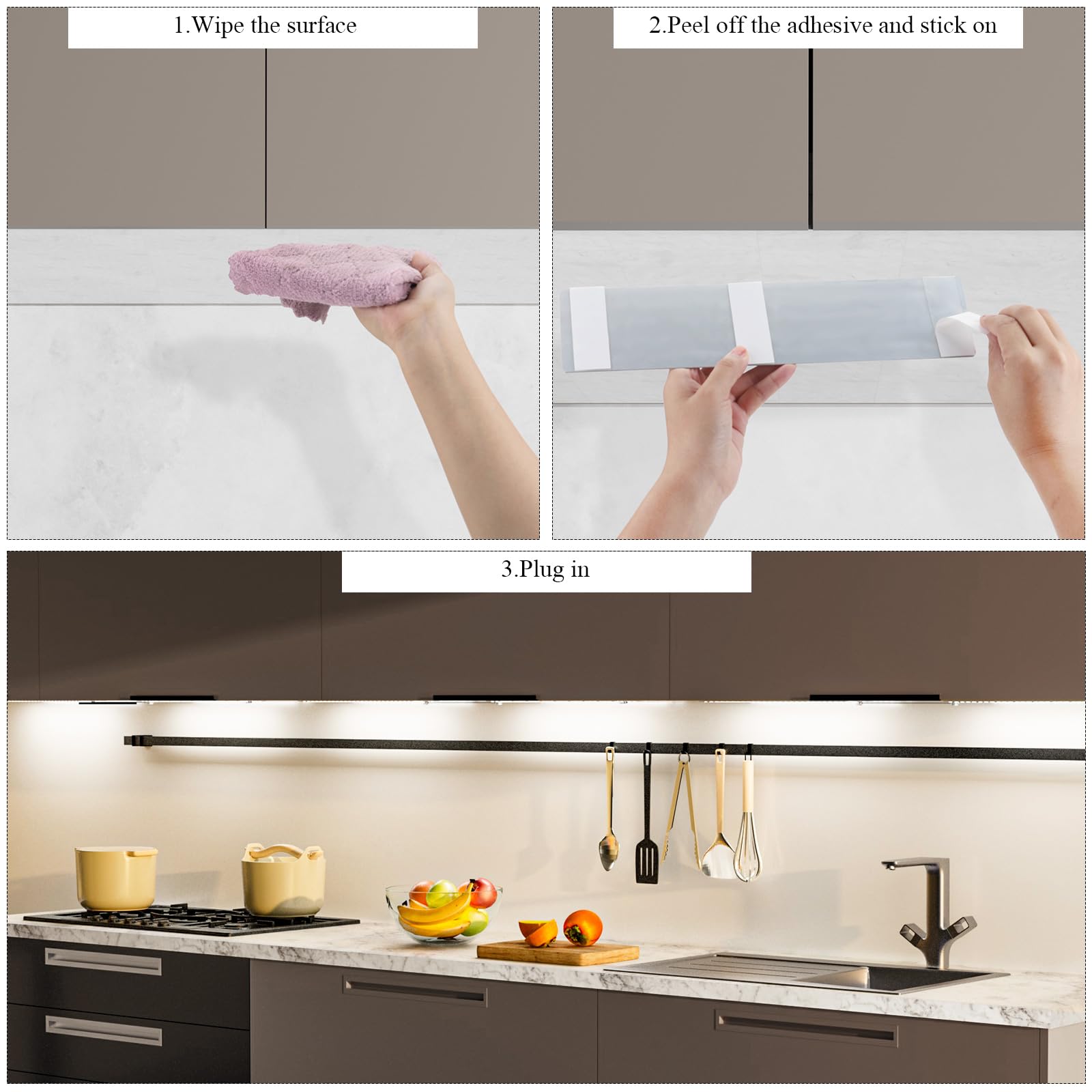 Undercabinet Lights For Kitchen 1000Lm 108 Leds,2-Pack Under Cabinet Lighting Plug In,12In Panel Under Counter Lights For Kitche