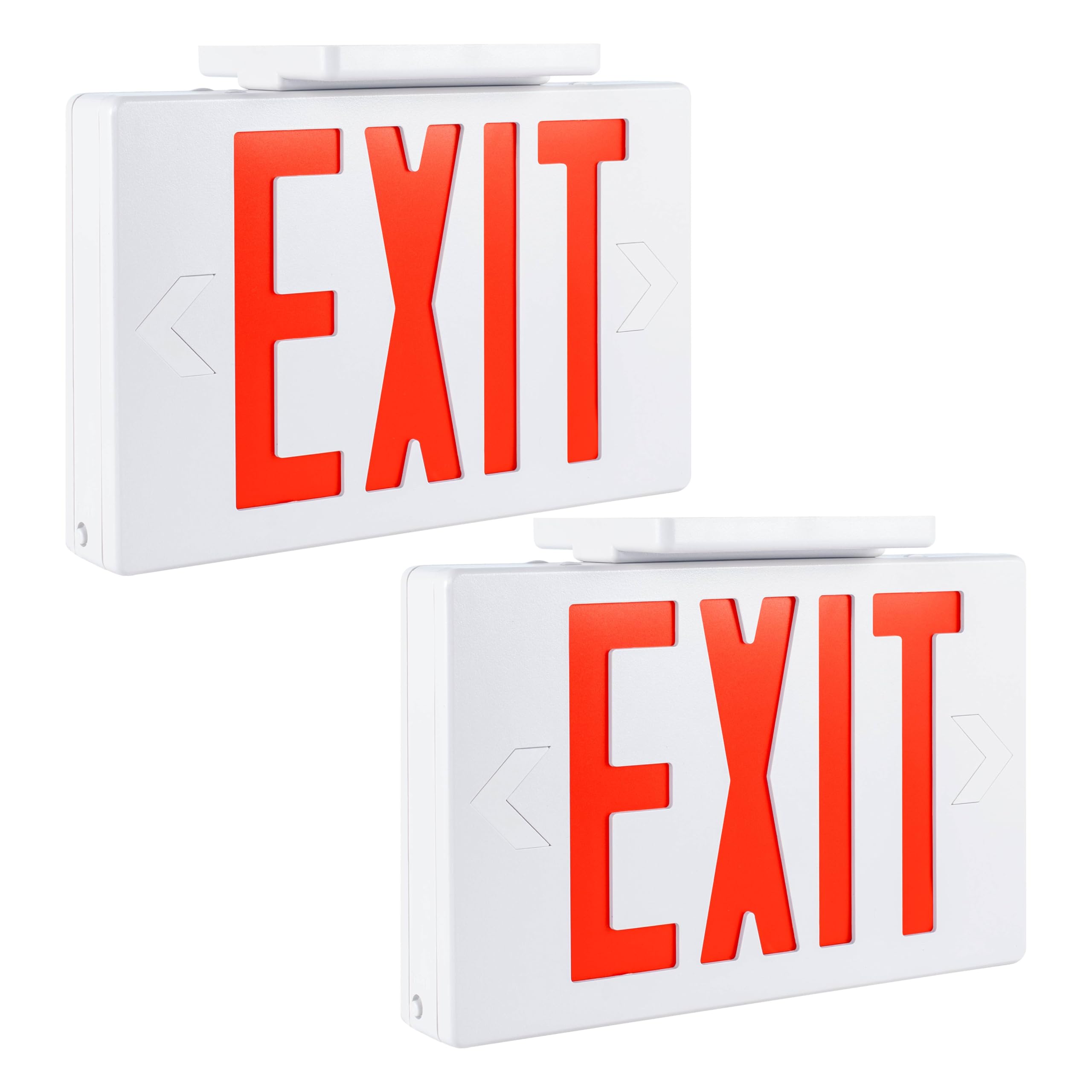 Gruenlich Led Exit Sign, Emergency Light With Double Face And Back Up Batteries- Us Standard Red Letter Exit, Ul 924 Qualified, 120/277 Voltage, 2-Pack