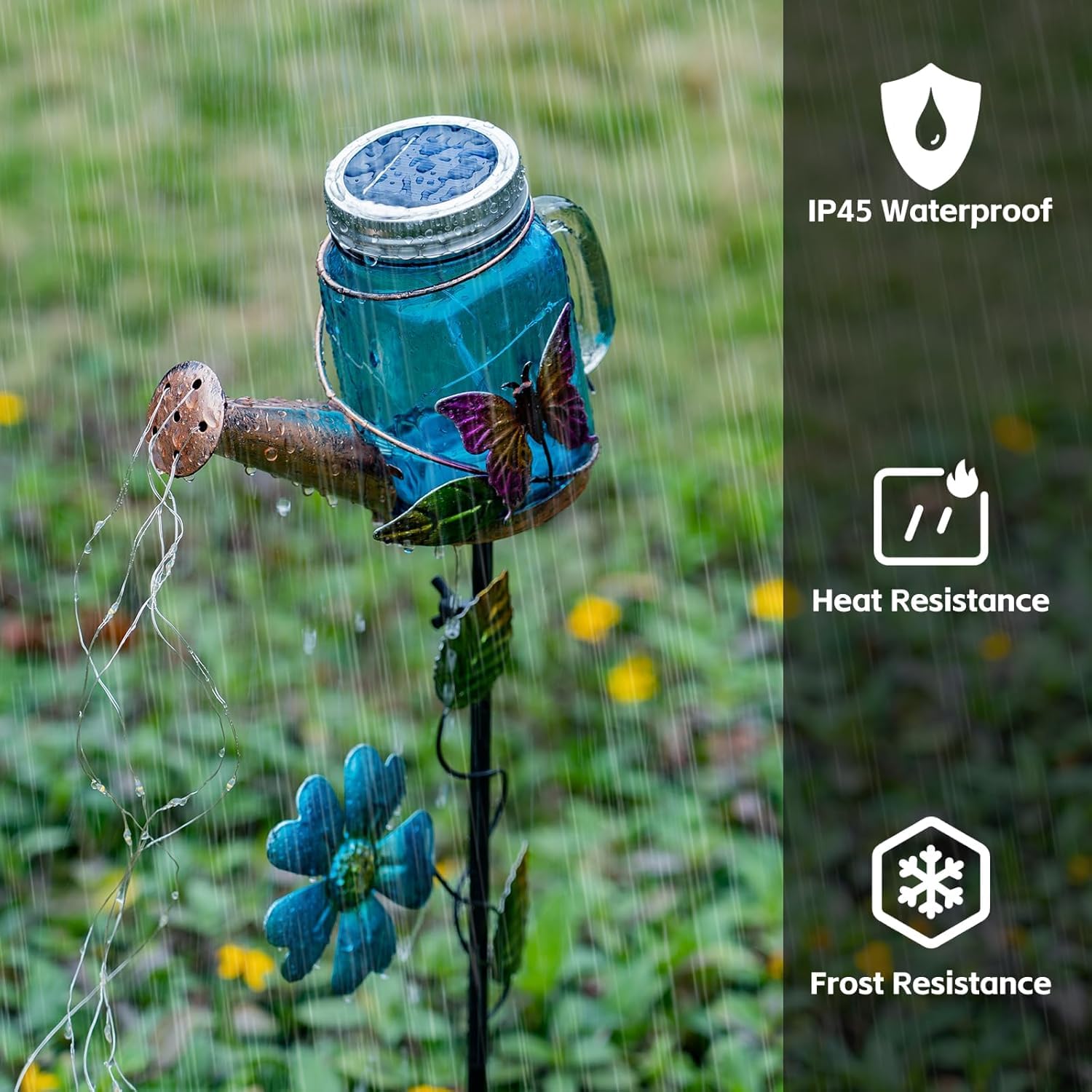 SRNPMIU Solar Watering Can Light, Yard Outdoor Decor Lights, IP65 Waterproof, Hanging Butterfly Garden Light, Outside Garden Flo