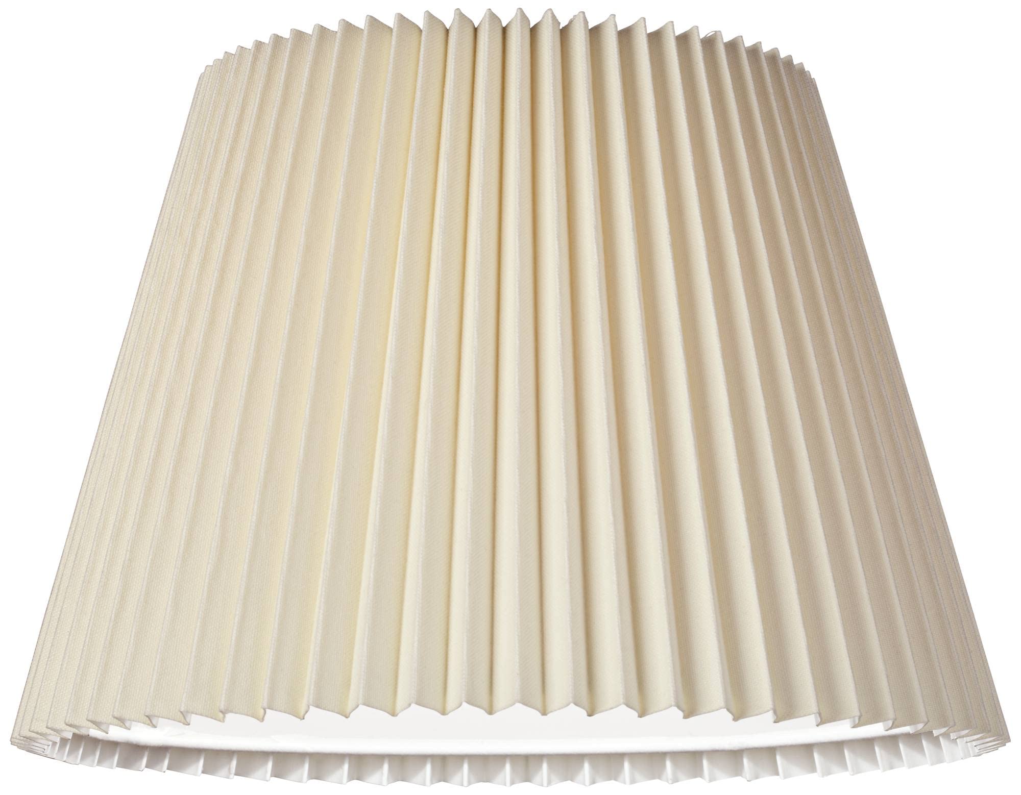 Ivory Linen Knife Pleat Medium Lamp Shade 9&quot; Top X 14.5&quot; Bottom X 10&quot; High (Spider) Replacement With Harp And Finial - Springcrest